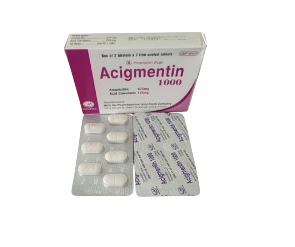 Minh Hải_Acigmentin 1000_H14v Vỉ Nhựa