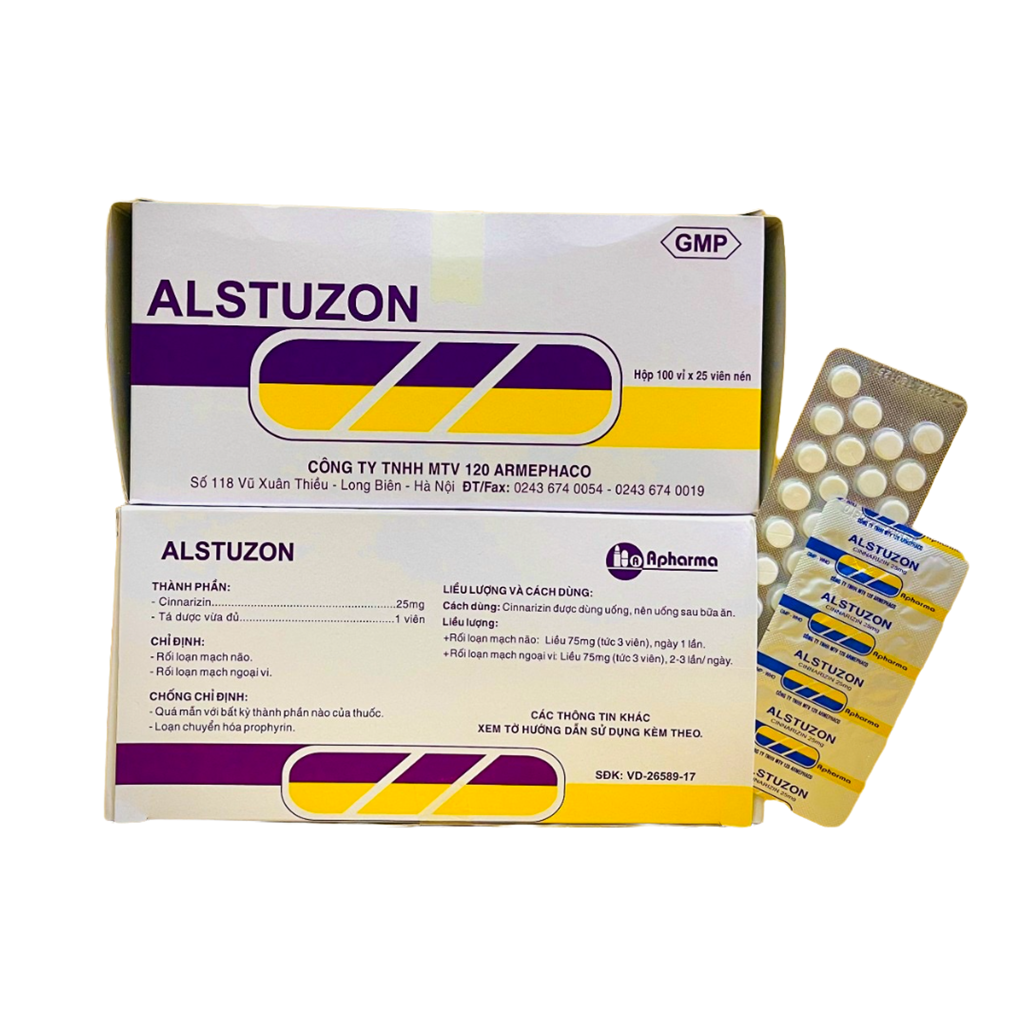 Alstuzon_Hộp 100 vỉ x 25 viên nén_Dược 120