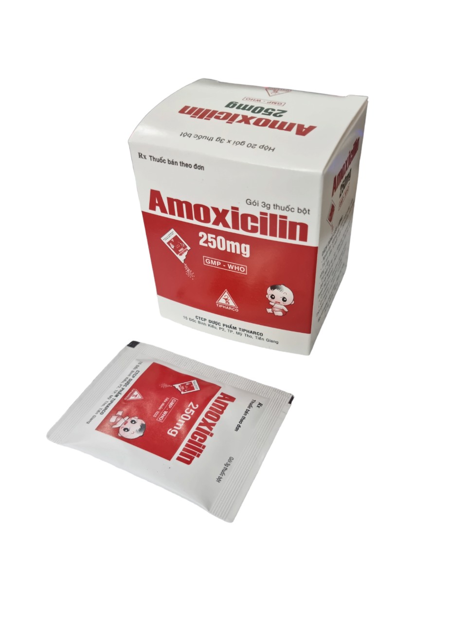 Amoxicilin 250mg - Hộp 20 gói x 3g - Tiphaco