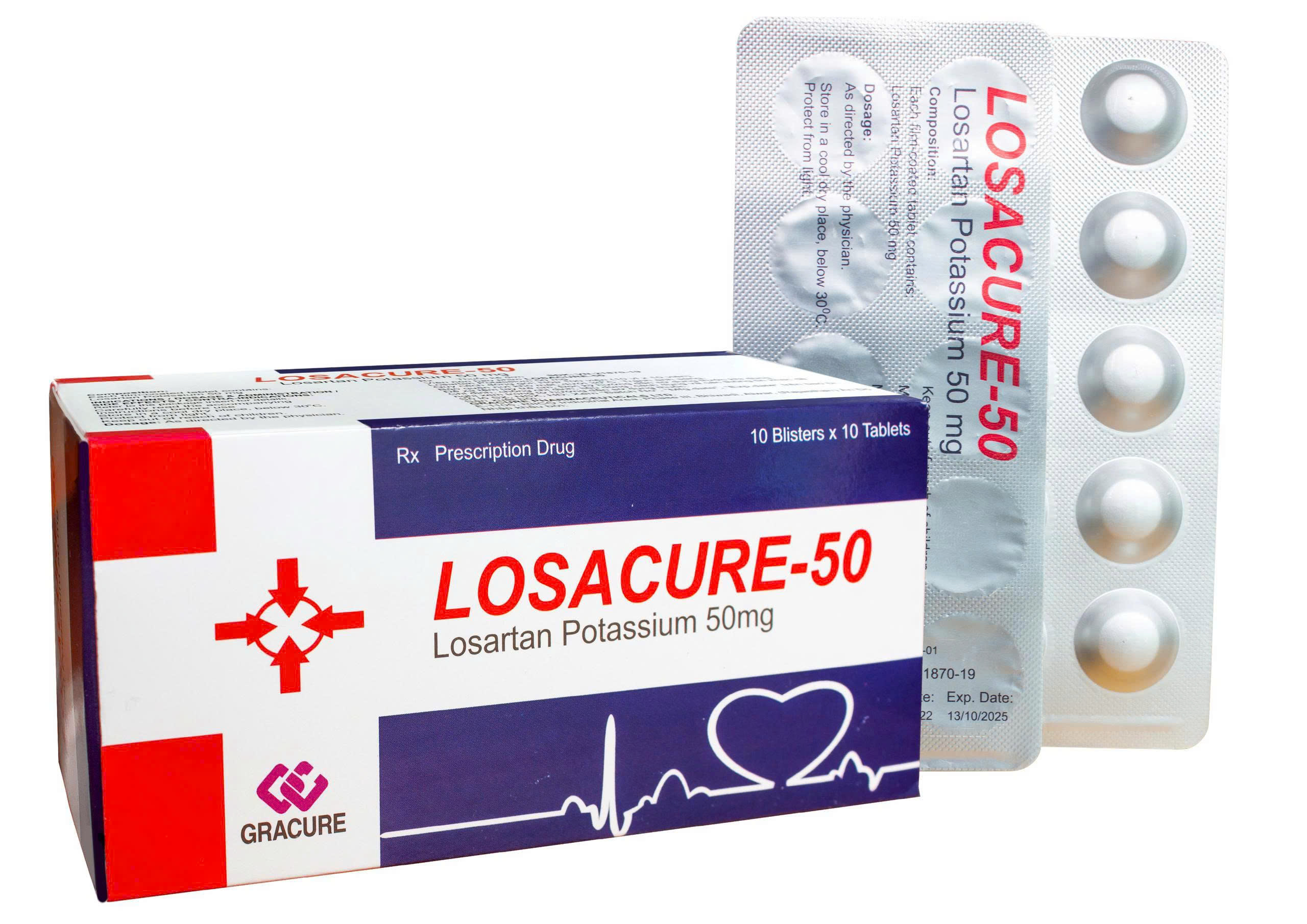 ẤN_LOSACURE-50 (Losartan Potassium 50mg)_H100v