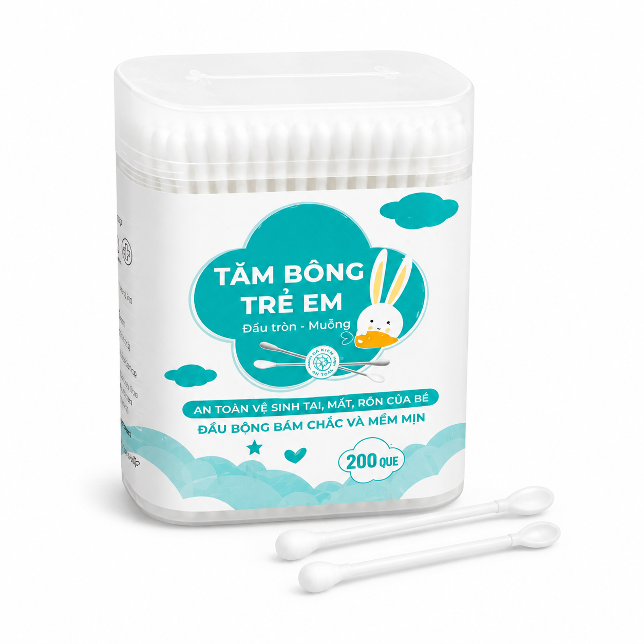 Bạch Tuyết_Tăm bông trẻ em (Đầu tròn - muỗng) Xanh_H200q