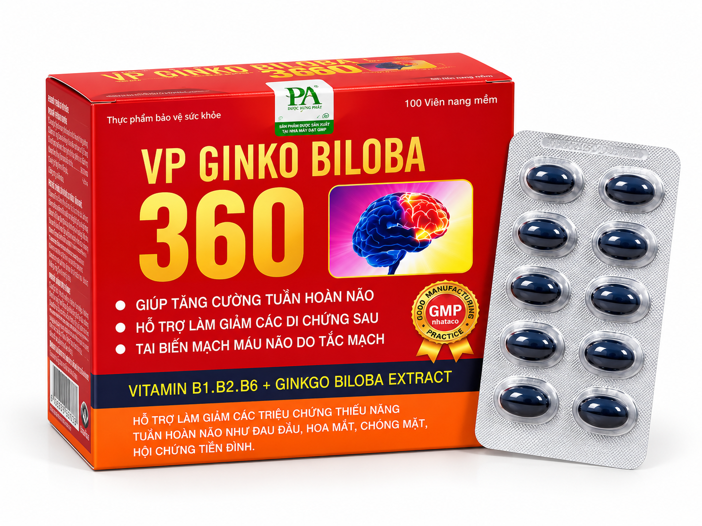 Bổ não VP Ginko Biloba 360 Đỏ_H/100v_K84