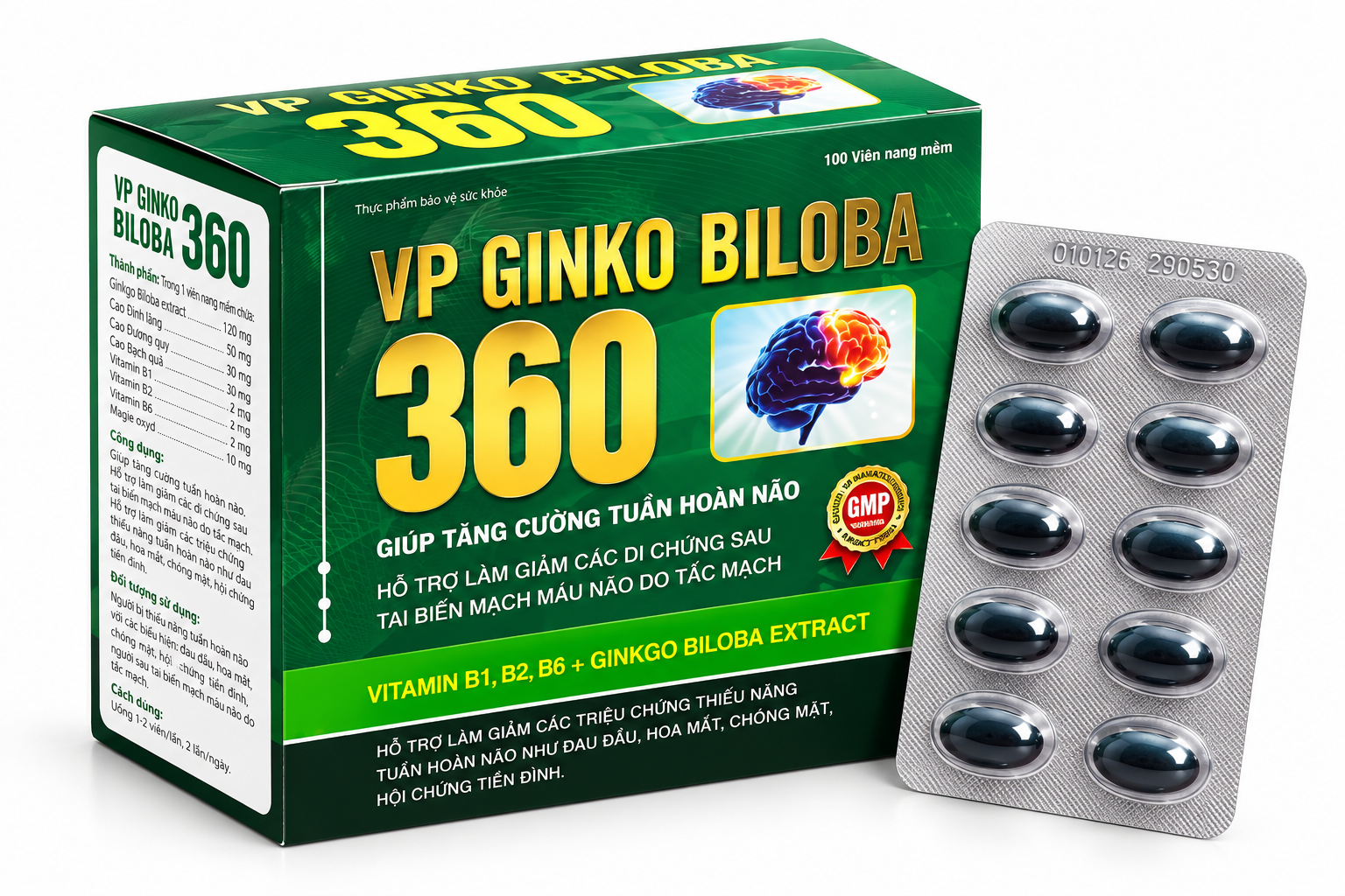 Bổ não VP Ginko Biloba 360 XANH_H/100v_K84