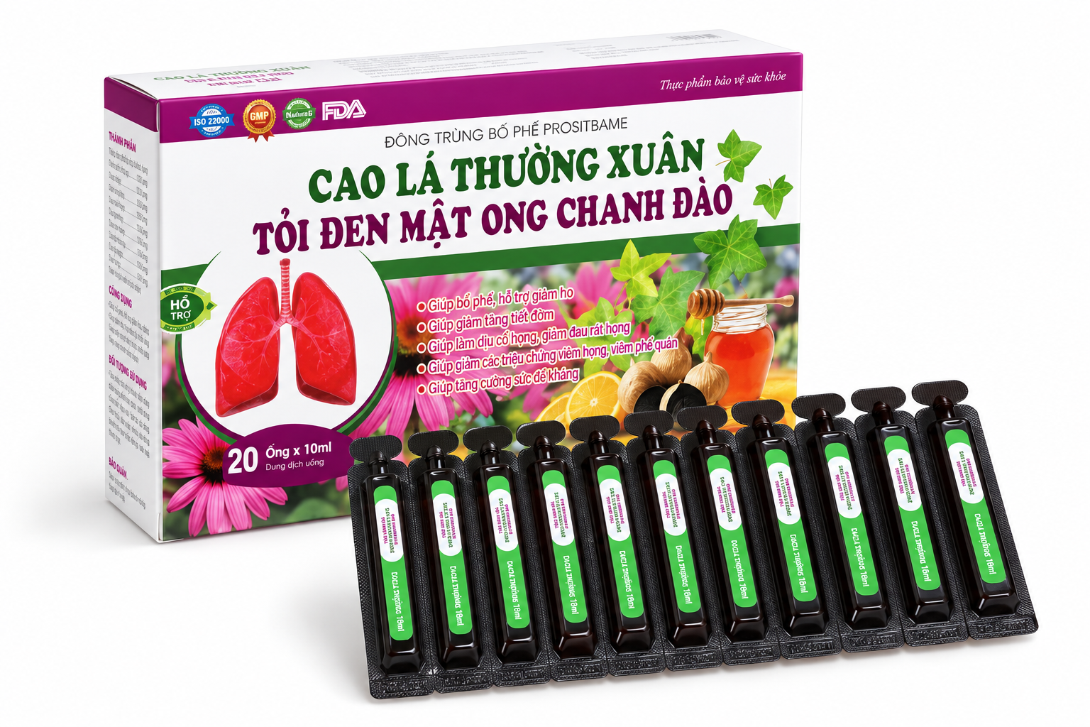 Siro Cao ho Cao lá thường xuân Horituss (Tím)H20 ống x 10ml_K80