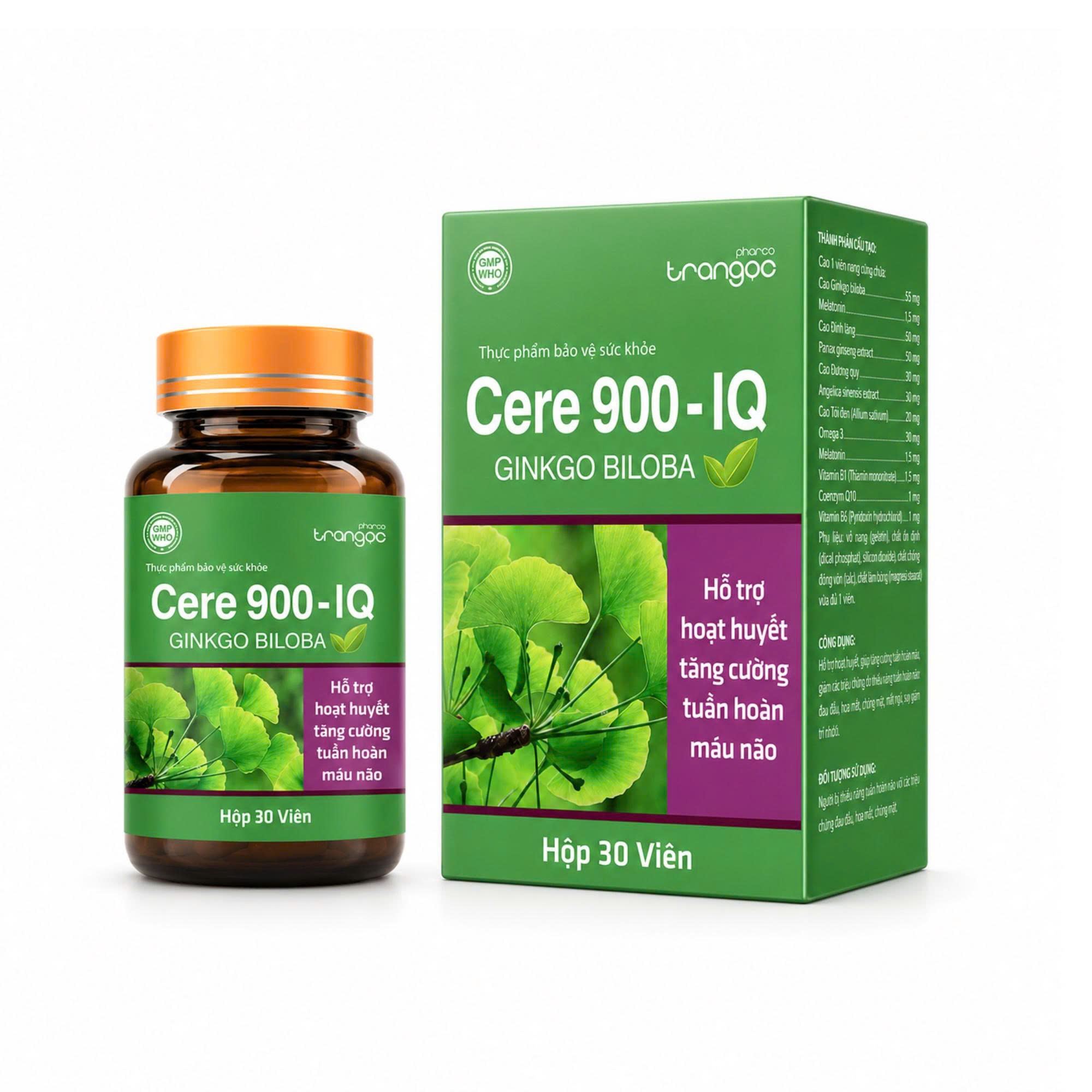 Cere 900-IQ Ginkgo Biloba Xanh Lá (Bổ Não)_C/30v_K68