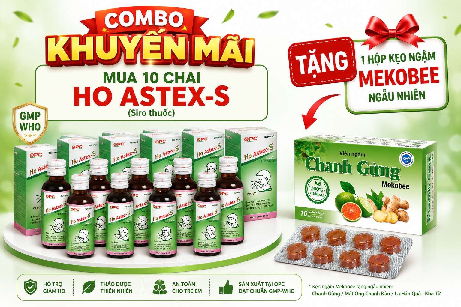 Combo 10 Chai Ho Astex-s Tặng 1hôp Kẹo Ngậm Mekobee
