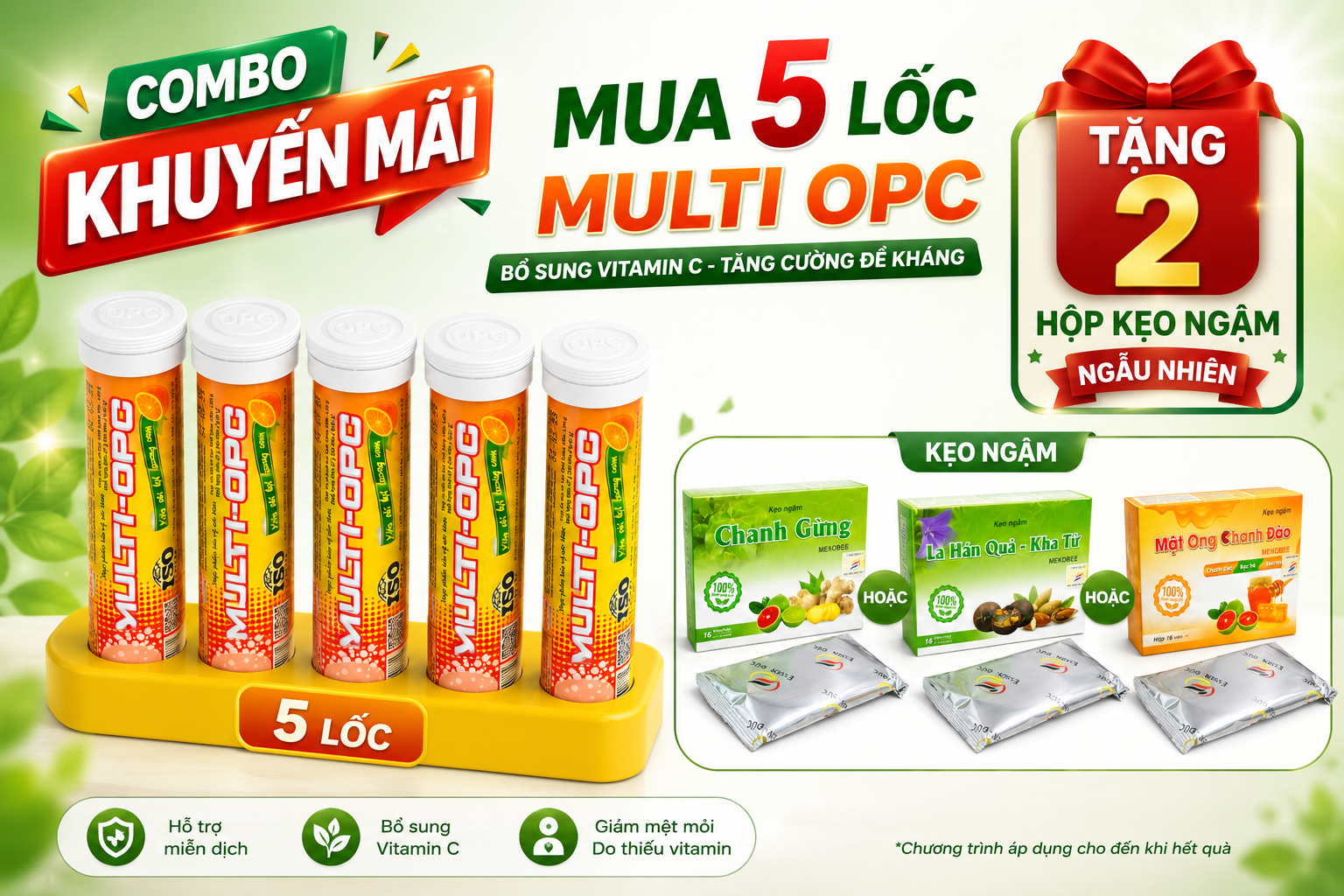 Combo 5 Lốc Multi OPC Tặng 2h kẹo Mekobee