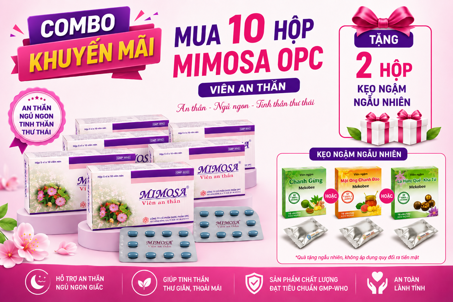Combo Mua 10 hộp Mimosa OPC_Tặng 2hộp kẹo ngậm Mekobee