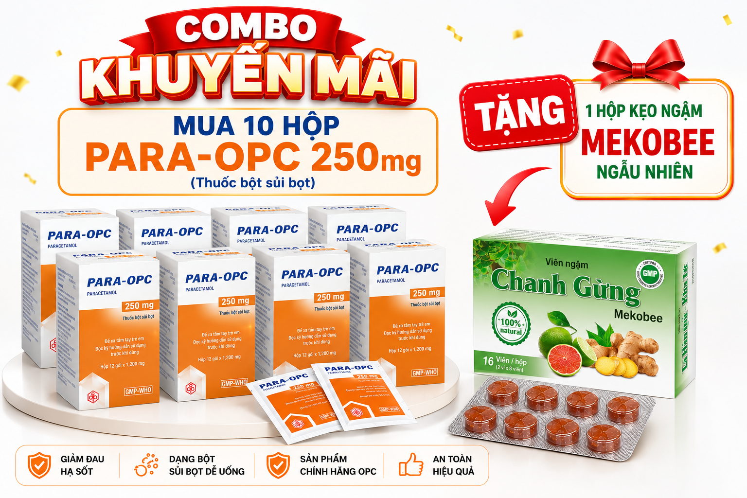 Combo Mua 10 hộp Para 250 OPC_Tặng 1 hộp kẹo ngậm Mekobee