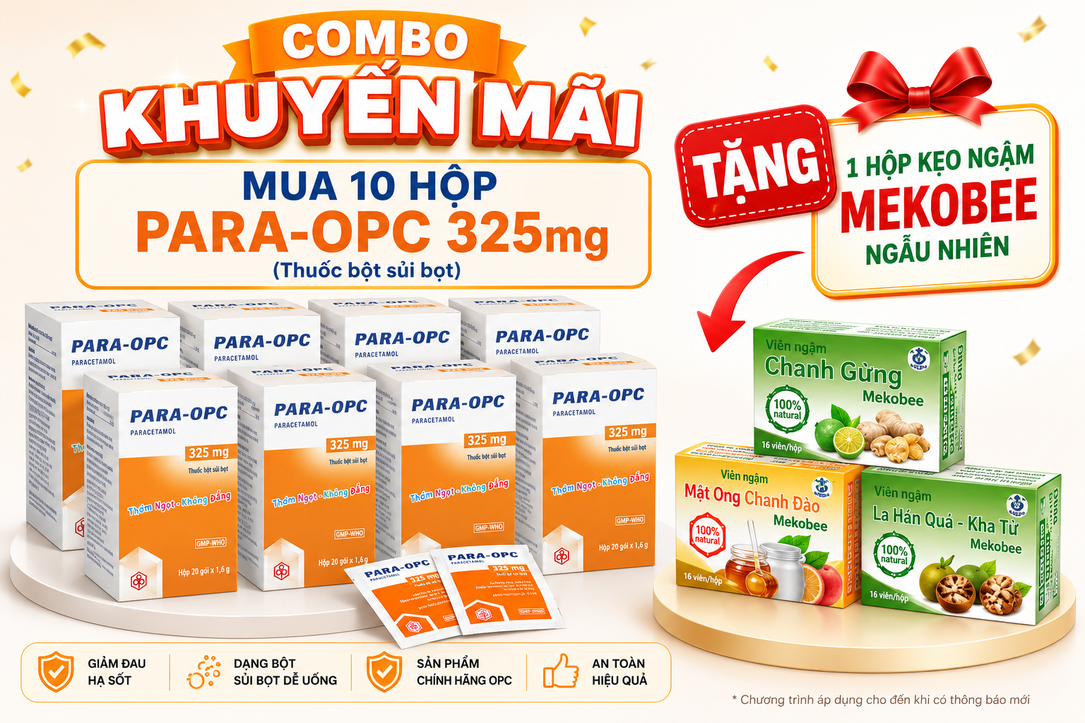 Combo Mua 10Hộp Para 325mg OPC _Tặng 1 hộp kẹo ngậm Mekobee