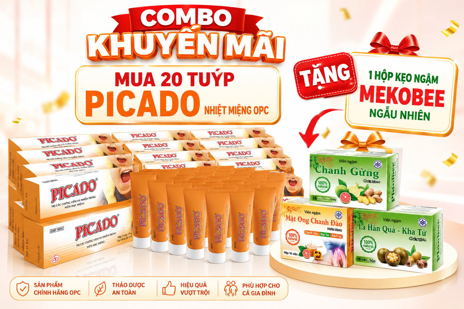 Combo Mua 20 Tuýp PICADO OPC _Tặng 1 hộp kẹo ngậm Mekobee