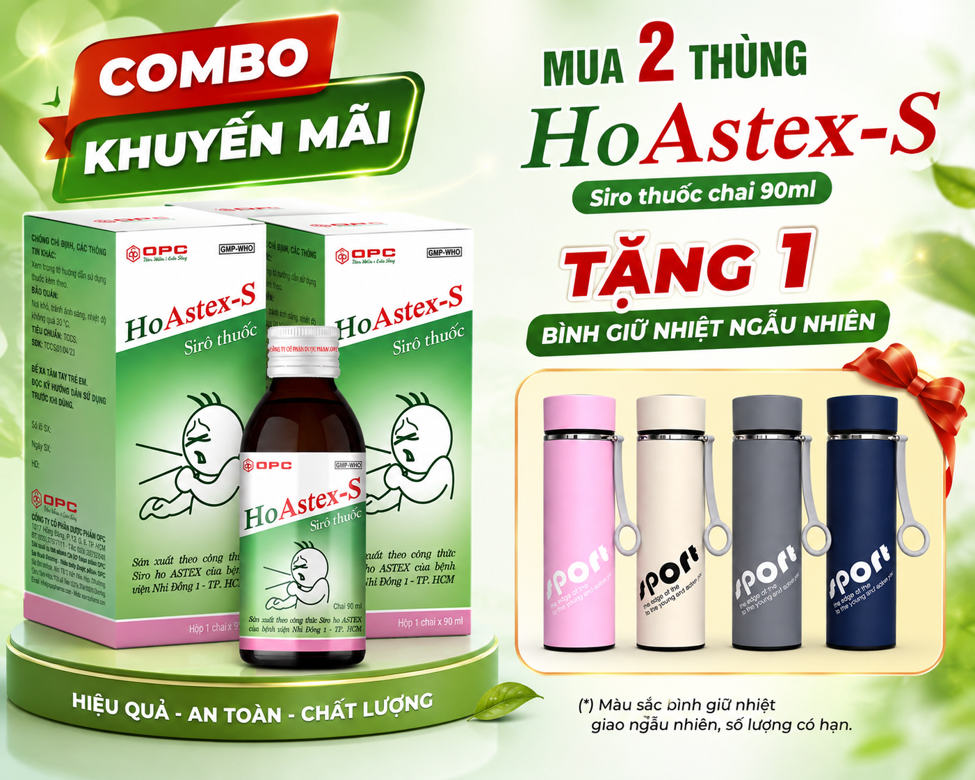 Combo Mua 2 Thùng Siro Ho Astex-S OPC_Tặng 1 Bình Giữ Nhiệt
