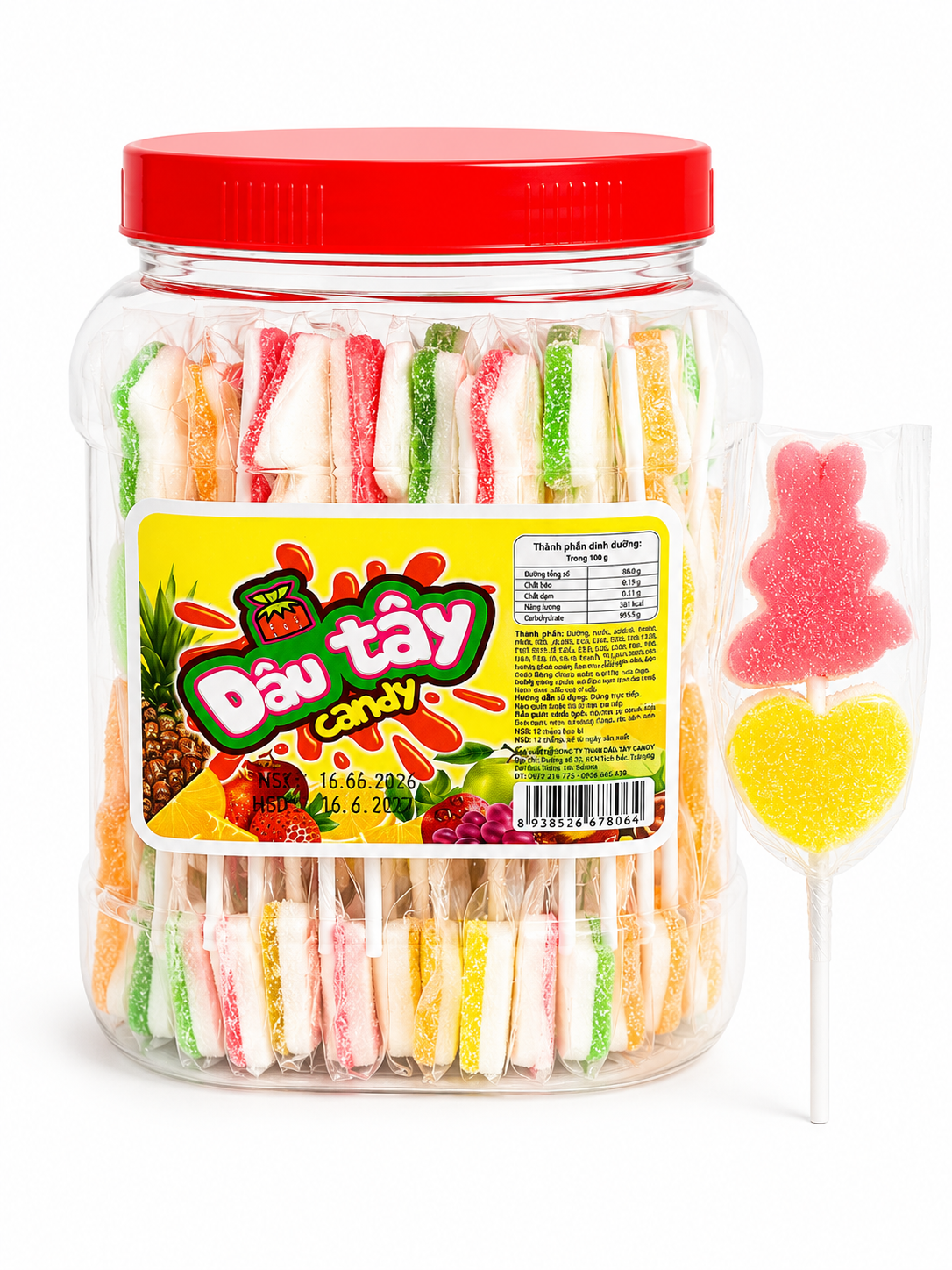 Dâu Tây Candy_Kẹo Dẻo Hình Thỏ, Tim_H/50 que_K12