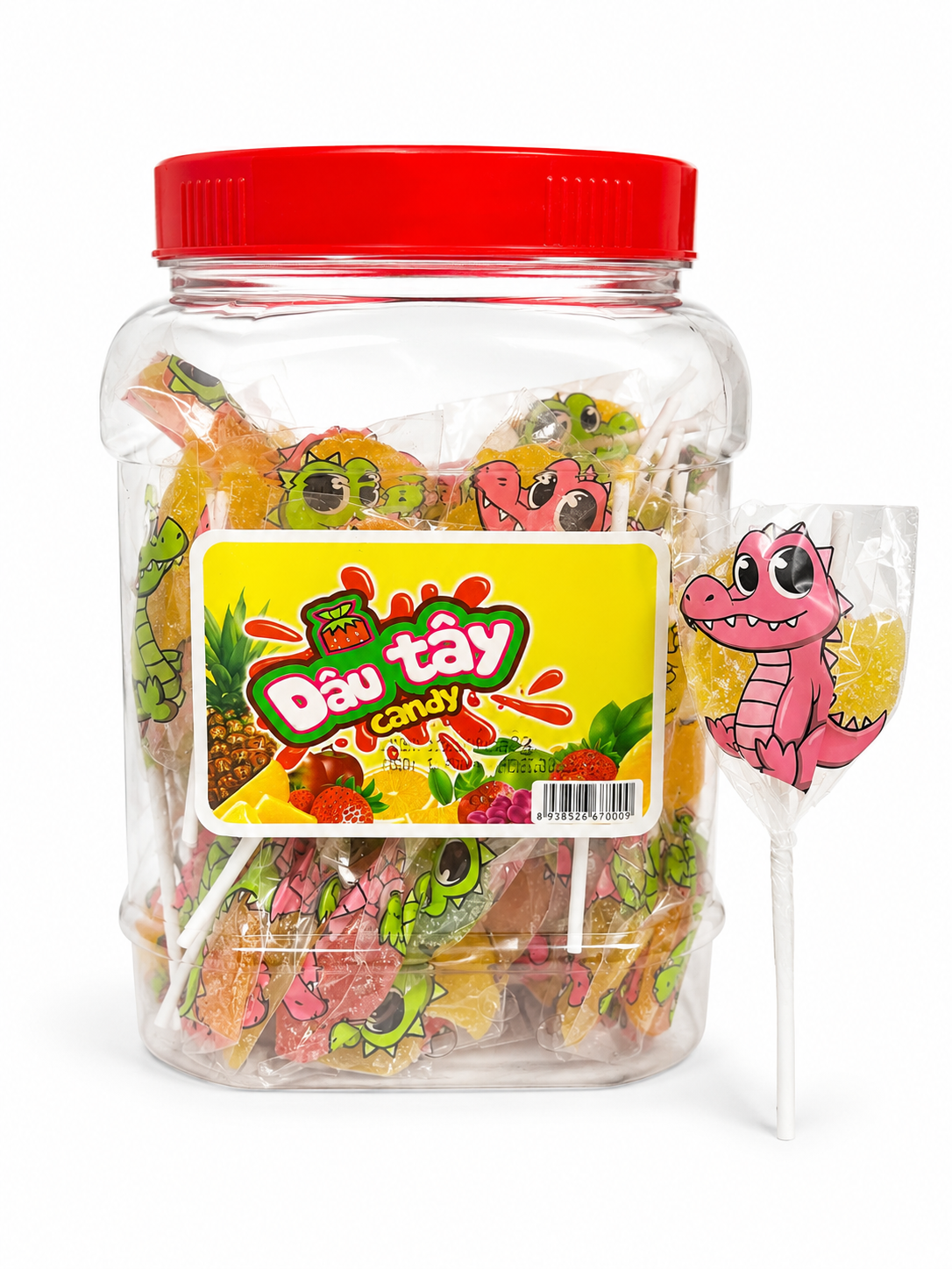 Dâu Tây Candy_Kẹo Dẻo Hình Con Khủng Long_H/50 que_K12