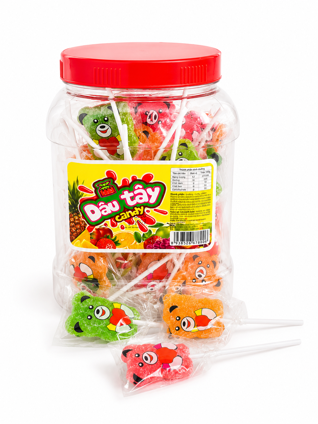 Dâu Tây Candy_Kẹo Dẻo Hình Con Gấu_H/50 que_K12