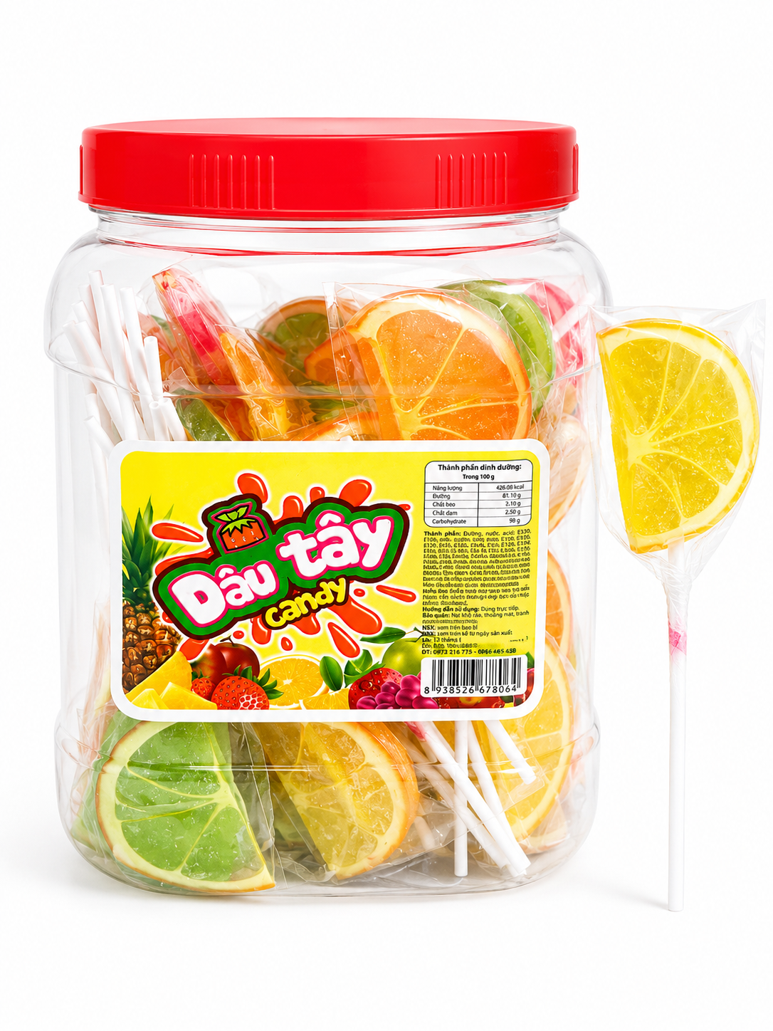 Dâu Tây Candy_Kẹo Dẻo Hình Múi Cam_H/50 que_K12