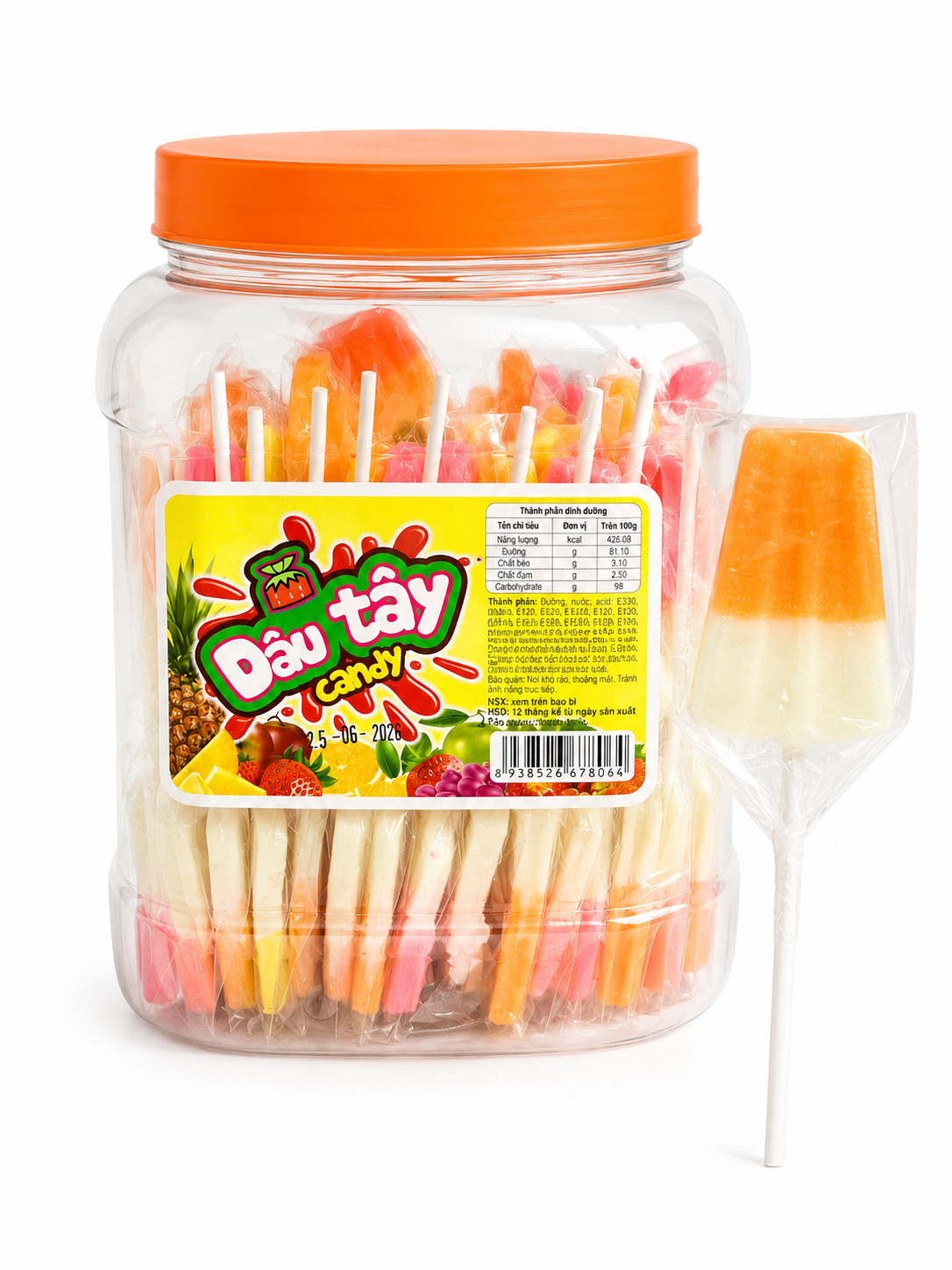 Dâu Tây Candy_Kẹo Cứng Hình Que Kem_H/50 que