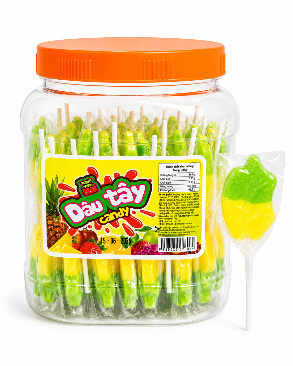 Dâu Tây Candy_Kẹo Cứng Hình TÁO_H/50 que