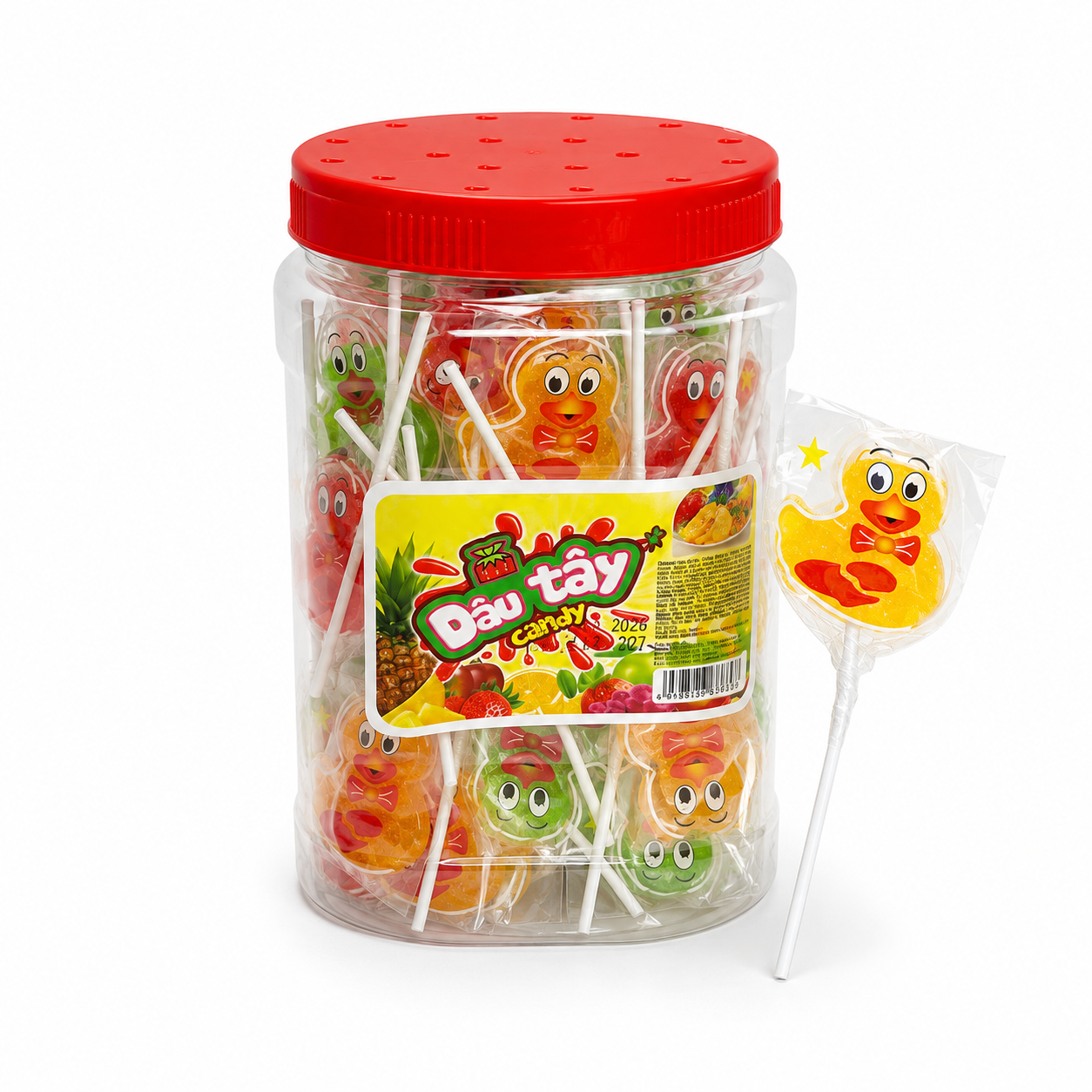 Dâu Tây Candy_Kẹo Dẻo Hình Vịt_H/50 que_K12