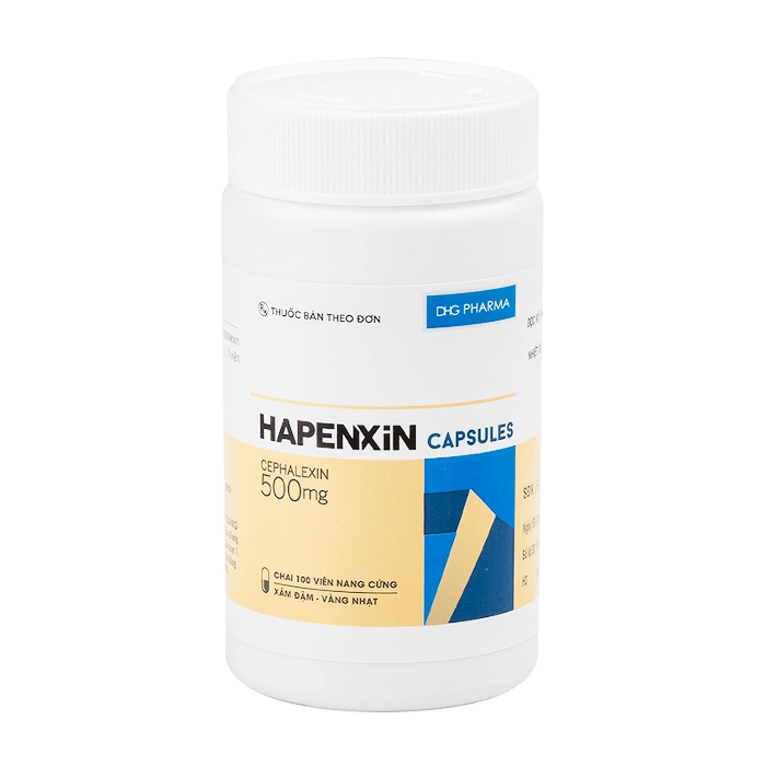 DHG_HAPENXIN_cephalexin 500mg_C100V Màu Vàng