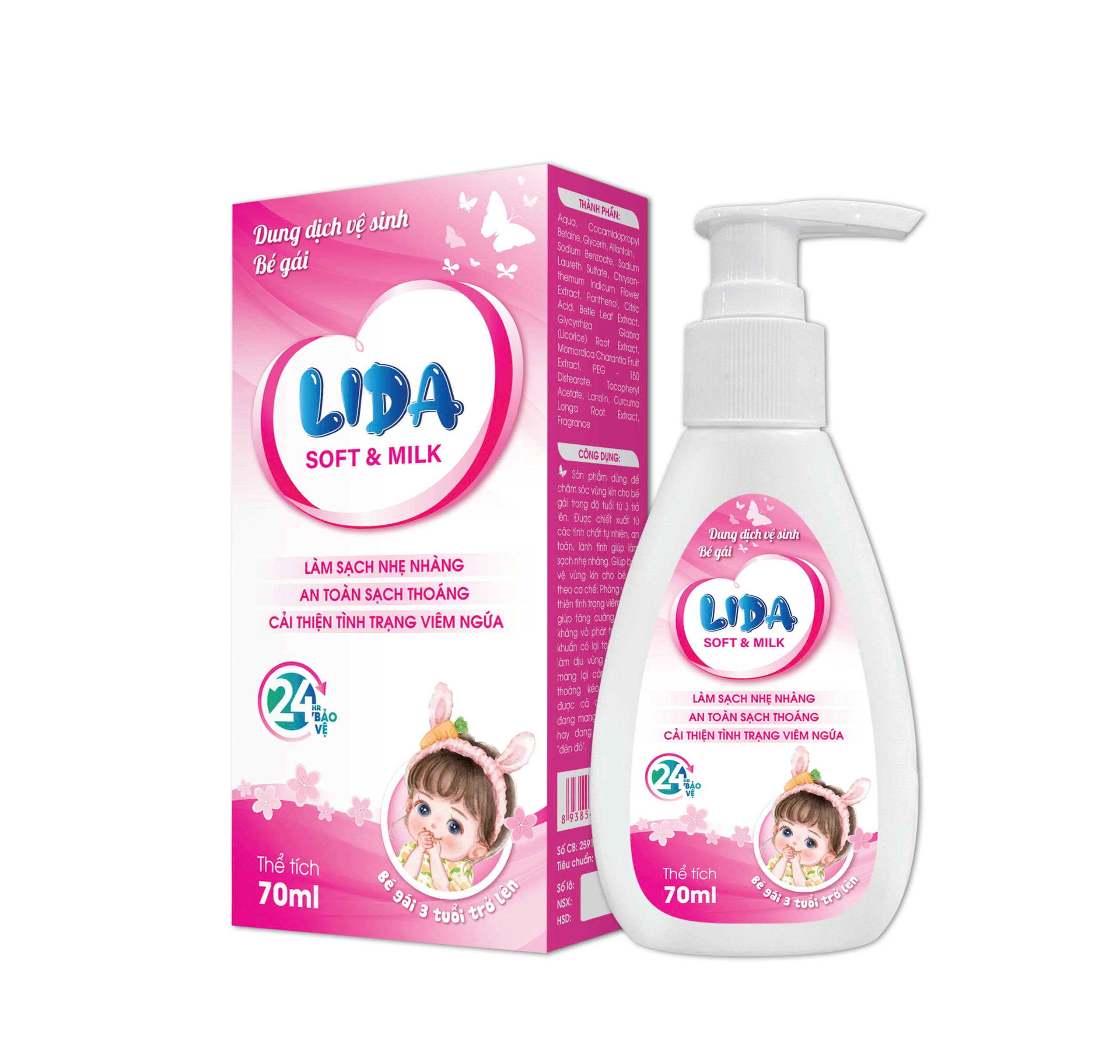 Dung dịch vệ sinh cho bé gái LIDA_Chai 70ml_MEKO_Mua 5 tặng 1_K150