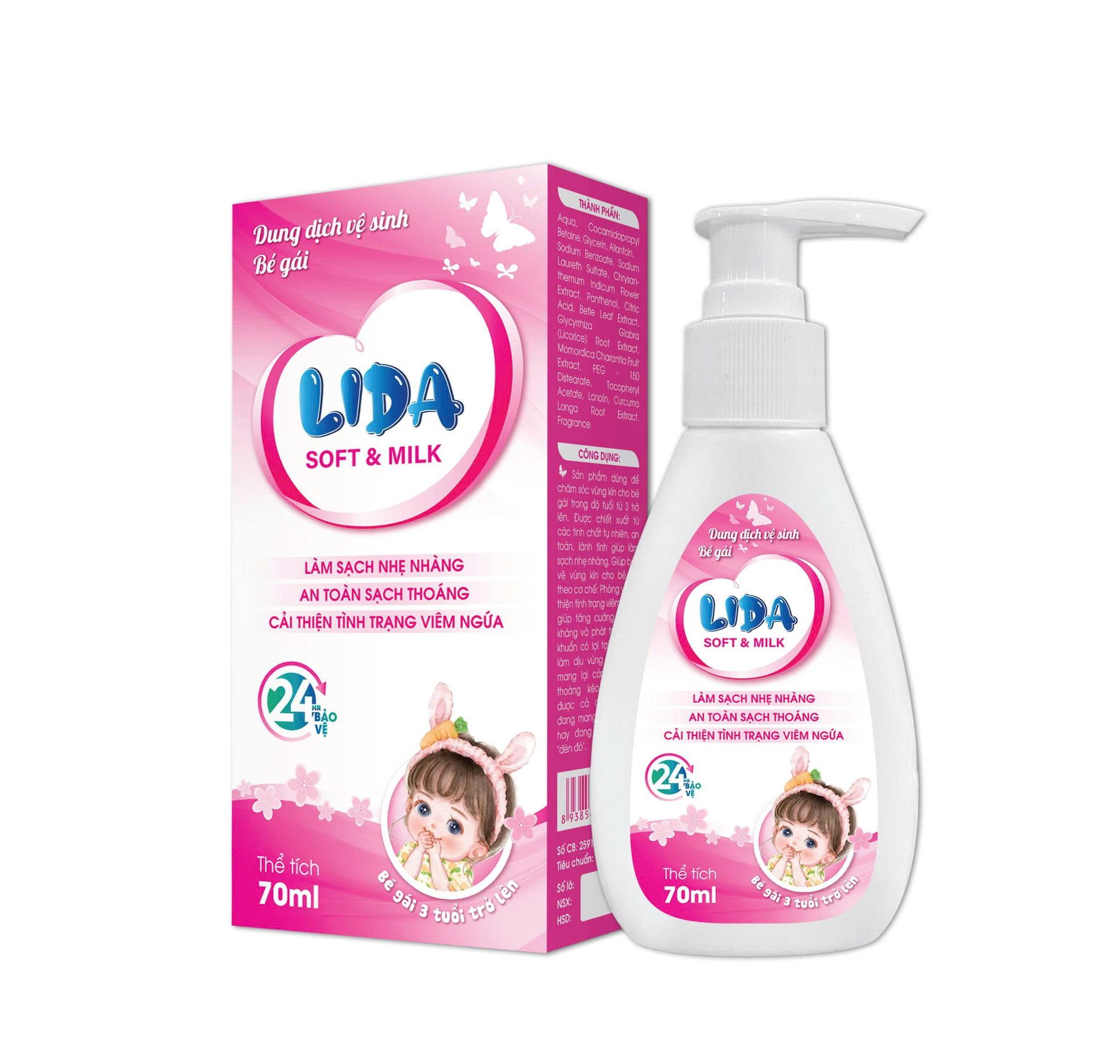 Dung dịch vệ sinh cho bé gái LIDA_Chai 70ml_MEKO_Mua 5 tặng 1_K132