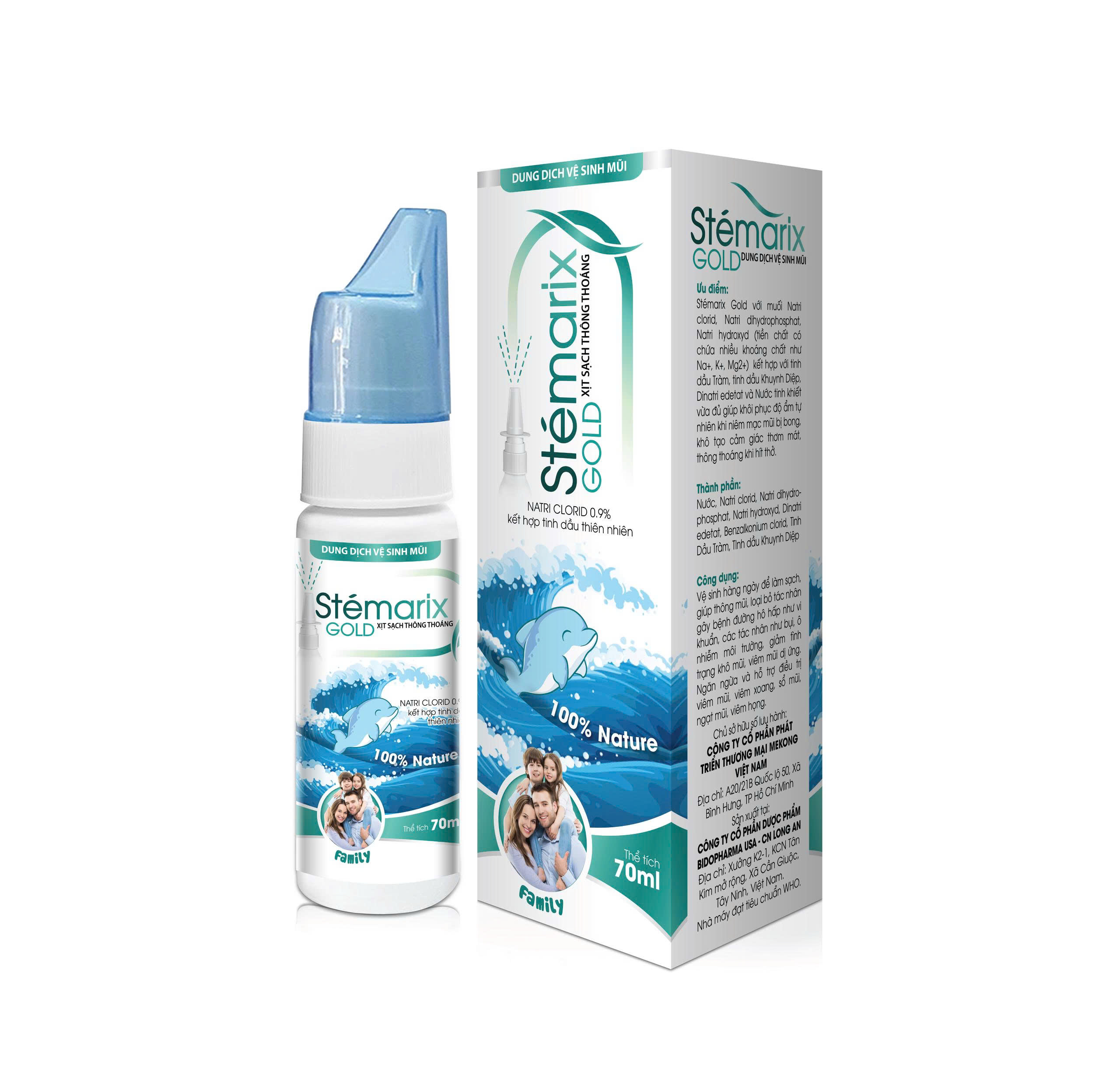 DD vệ sinh MŨI STÉMARIX GOLD - NGƯỜI LỚN - CHAI 70ML (Xịt mũi)_K112