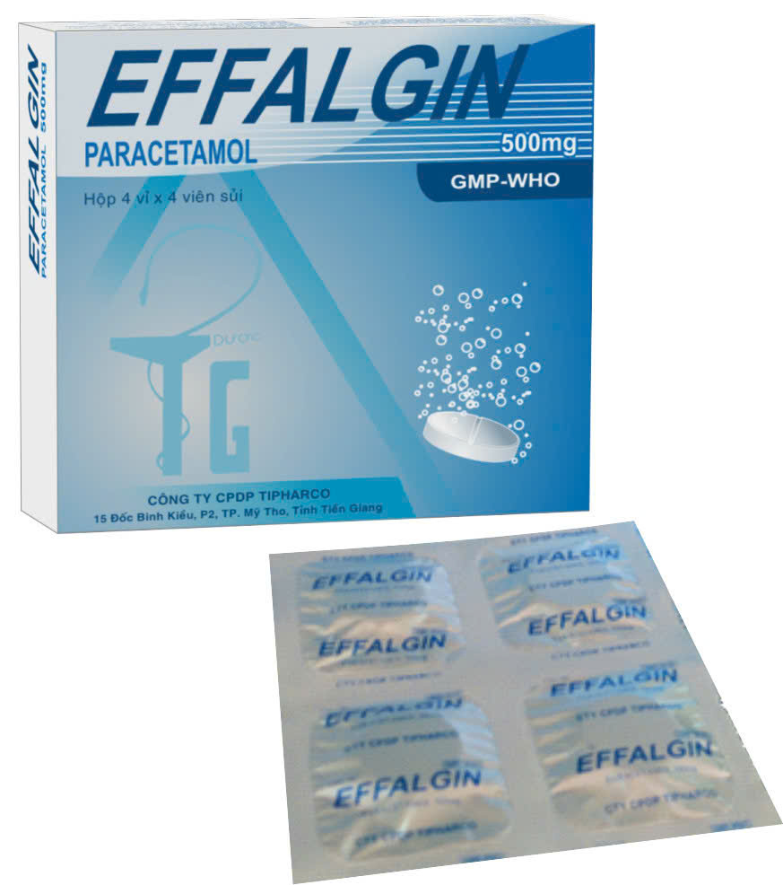 EFFALGIN 500mg Hộp 4 vỉ x 4 viên sủi