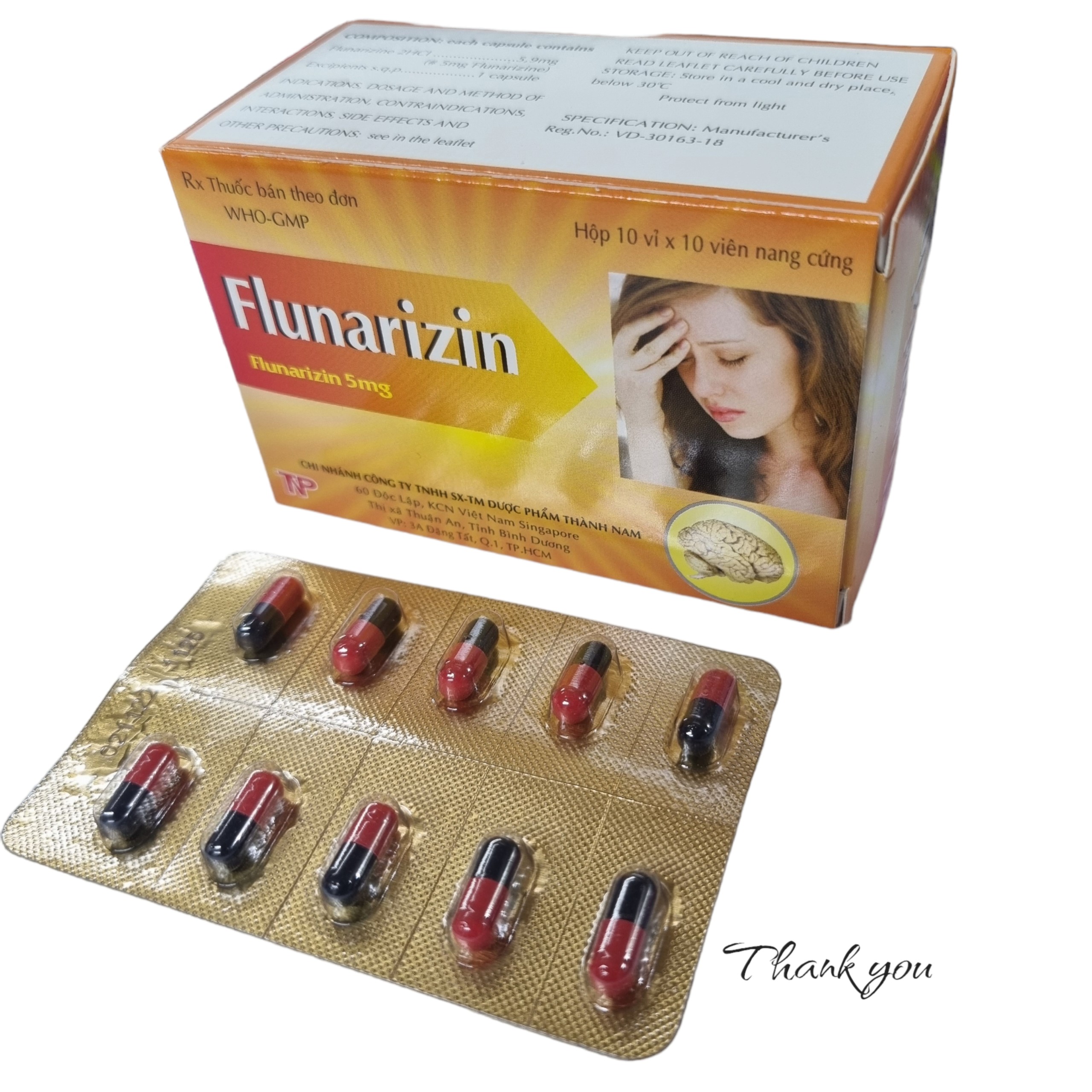 Flunarizin 5mg - H100v nang cứng- Thành Nam (10 Tặng 1)