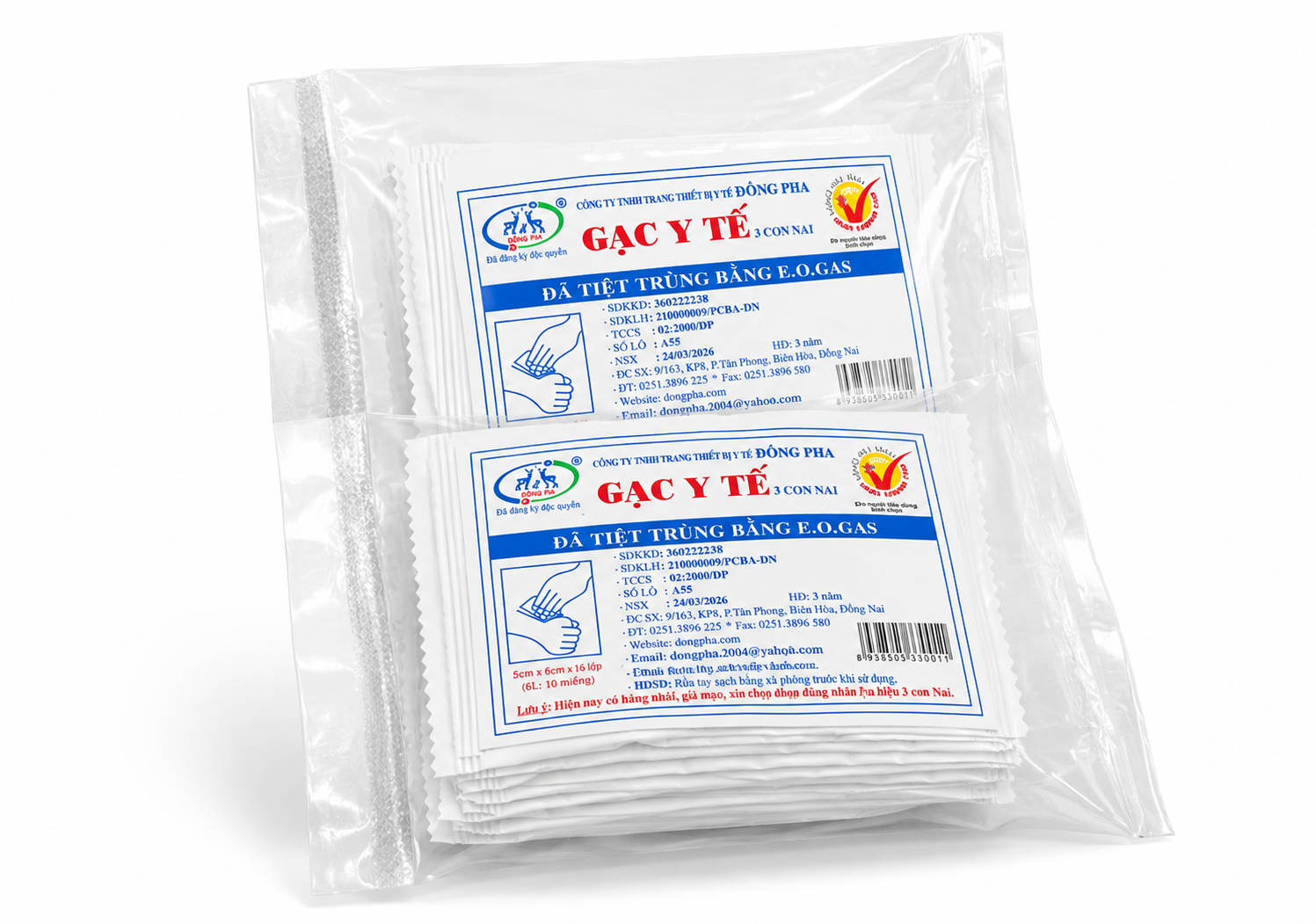 Gạc Y Tế Đông Fa 5x6cm (Gạc nhỏ)_Bịch 10 gói 