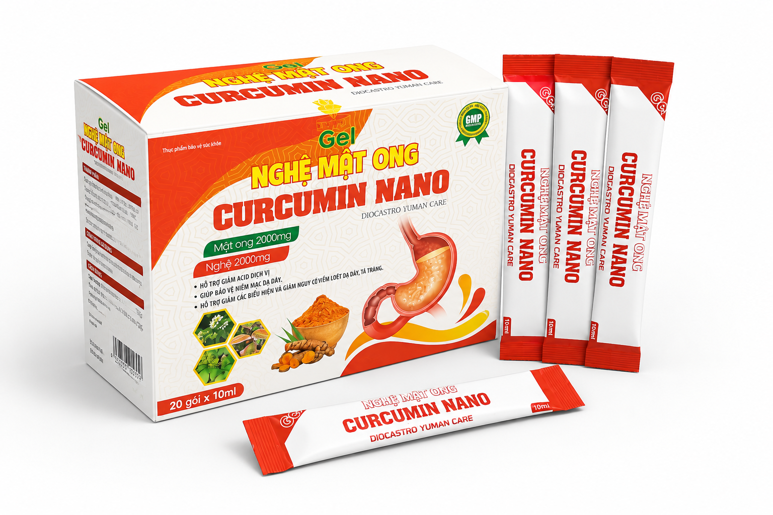 Gel NGHỆ MẬT ONG CURCUMIN NANO (Nghệ Gói) Dạ dày_H/20/10ml_K54