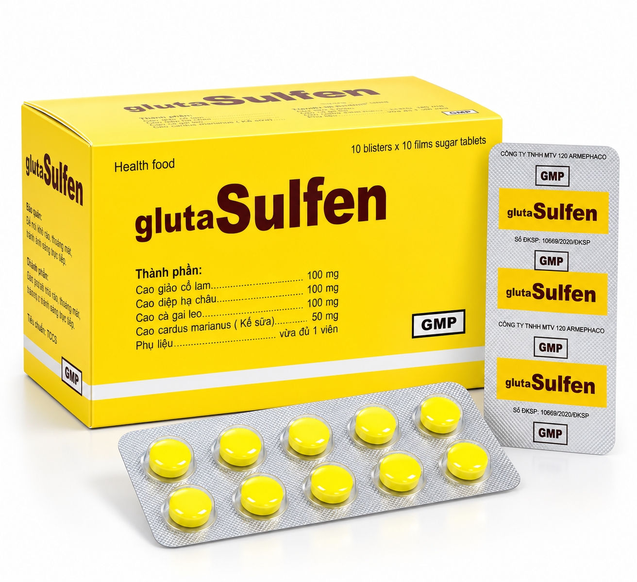 Gluta Sulfen  Hộp 10 vỉ x 10 viên nén bao đường_K120