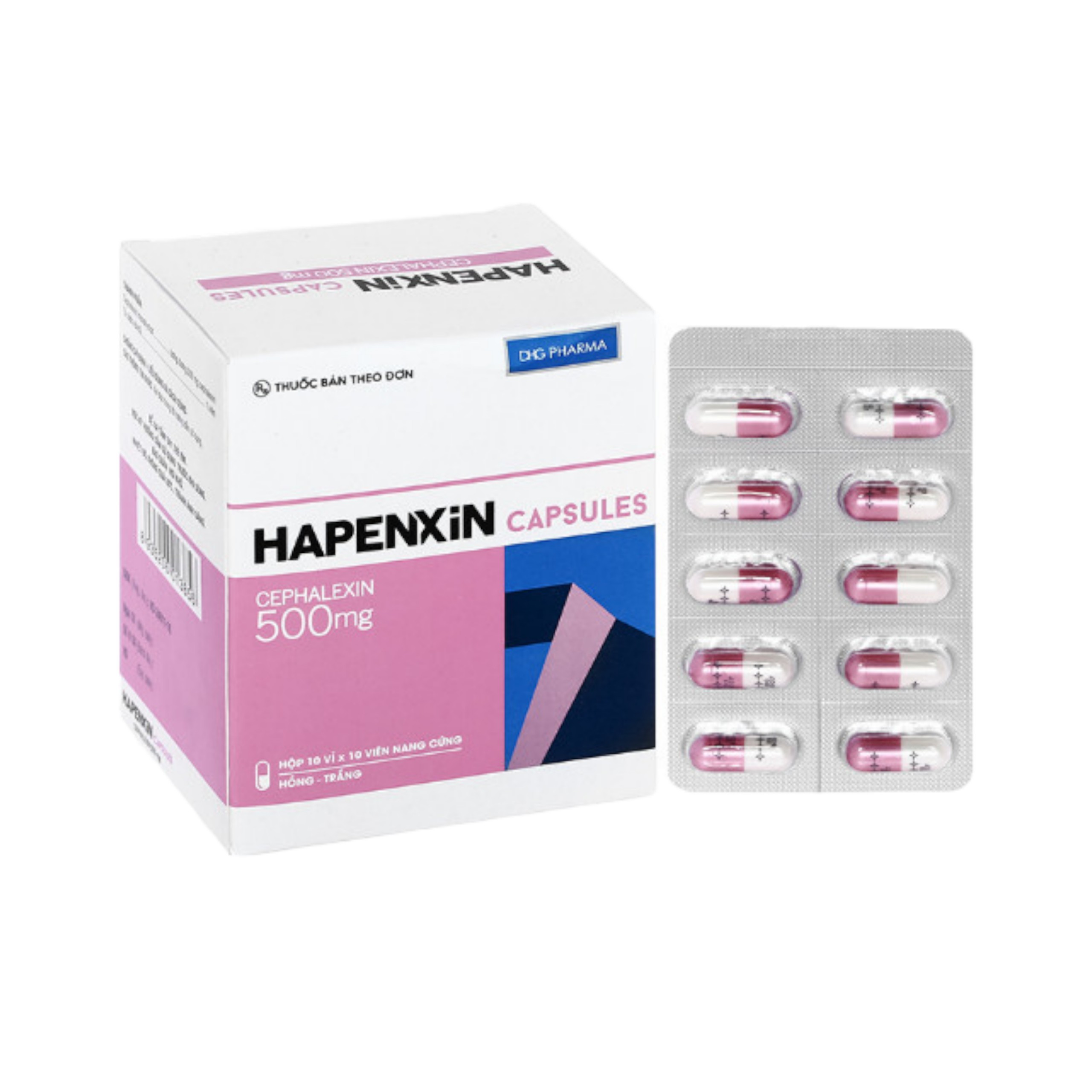 HAPENXIN_cephalexin 500mg_H100V Hồng_DHG