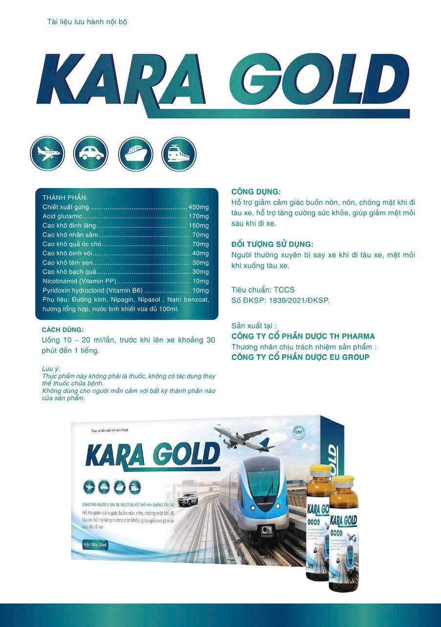 Nước say xe Kara gold (Hộp 10 lọ * 20ml) - EU GROUP (Date 19.07.2028)