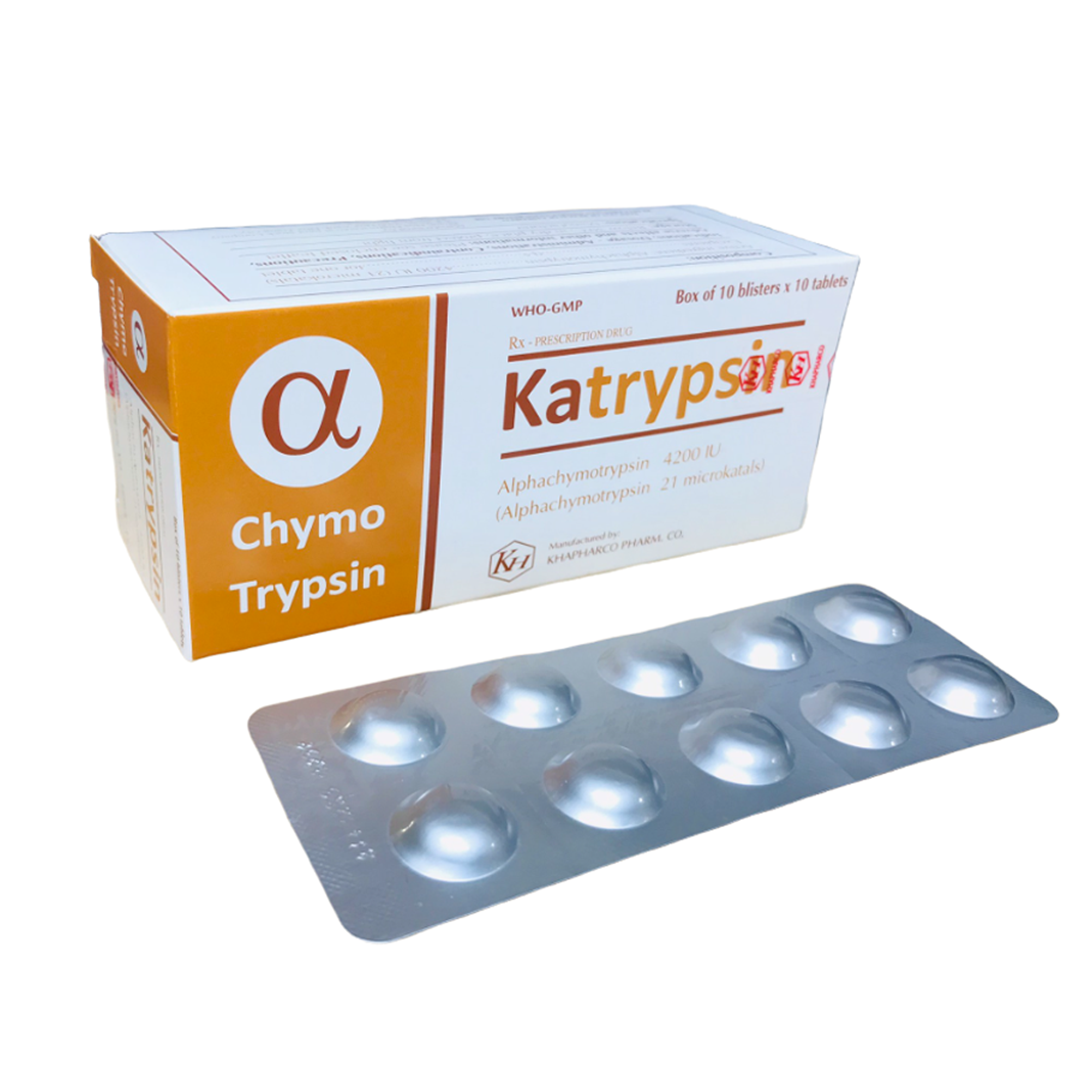 Katrypsin 4200IU - Vỉ Nhôm - hộp 10 vỉ x 10 viên - khánh Hòa