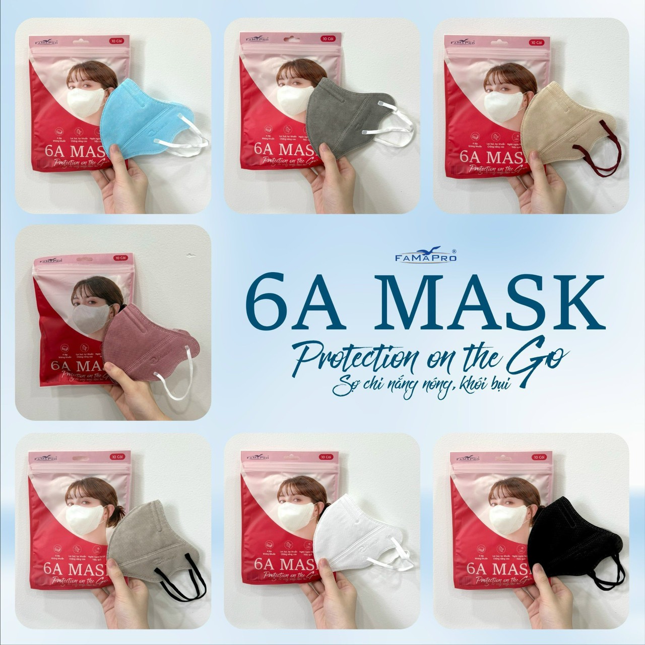 Khẩu Trang 6A Mask Famapro_H10c Màu Tím môn