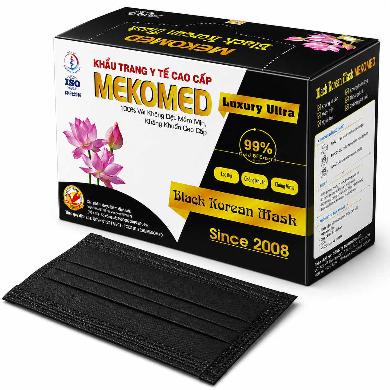 Khẩu trang Mekomed 4 lớp đen  H50C