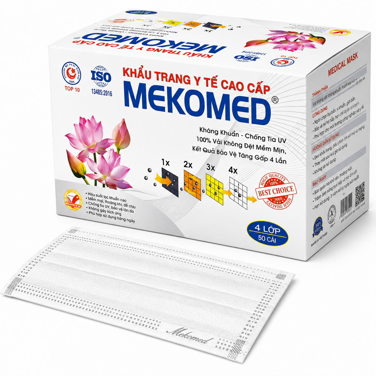 Khẩu trang Mekomed 4 lớp trắng H50C