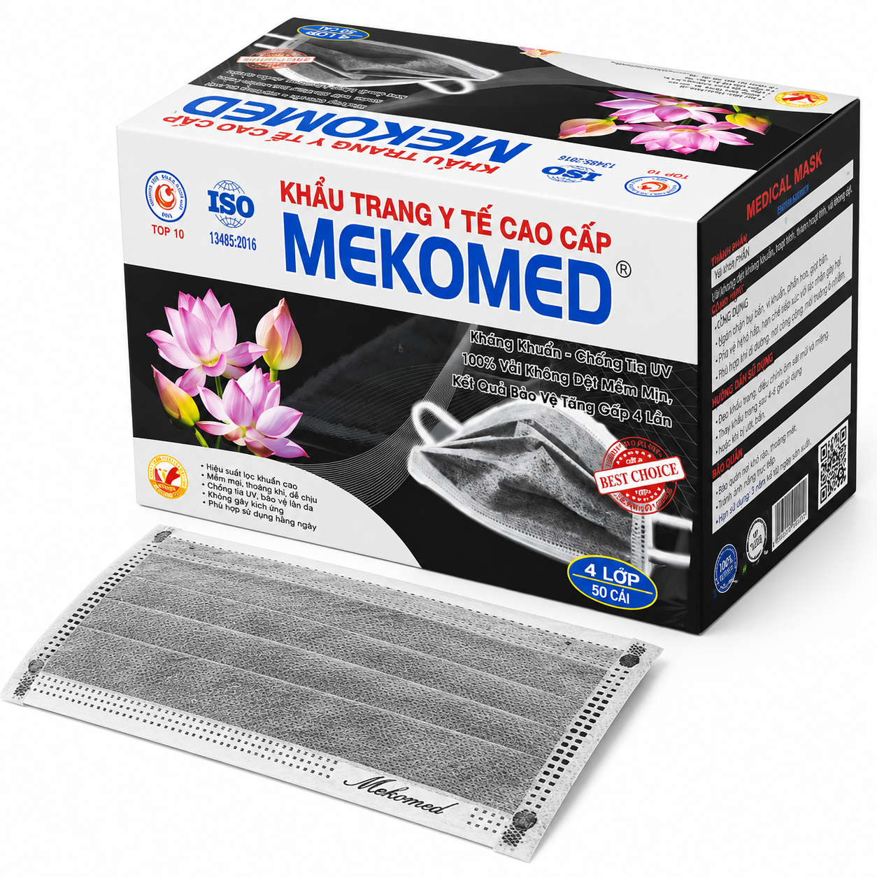 Khẩu trang Mekomed 4 lớp xám   H50C