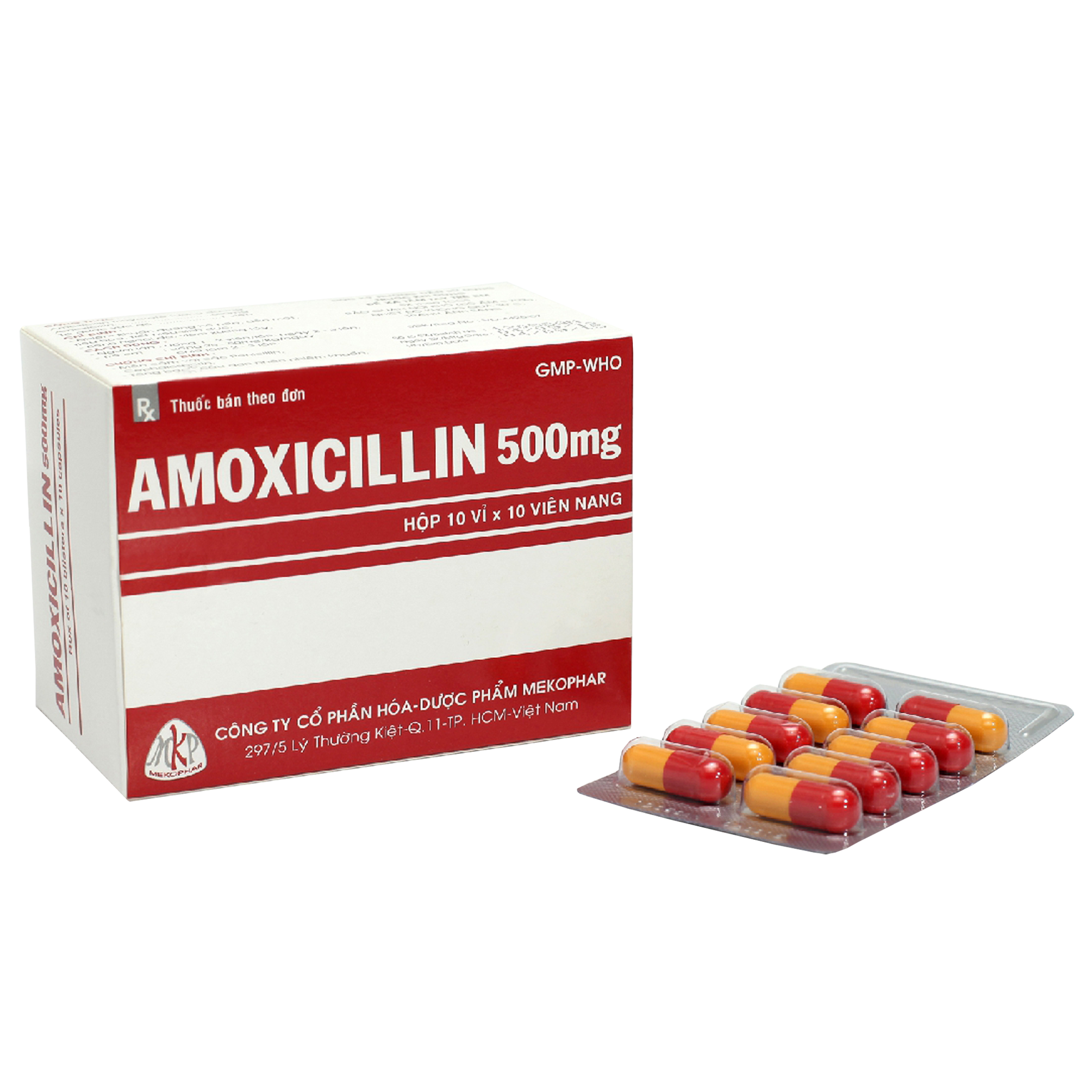 AMOXICILIN 500MG - Hộp 100 viên - Dược Mekopha_K48