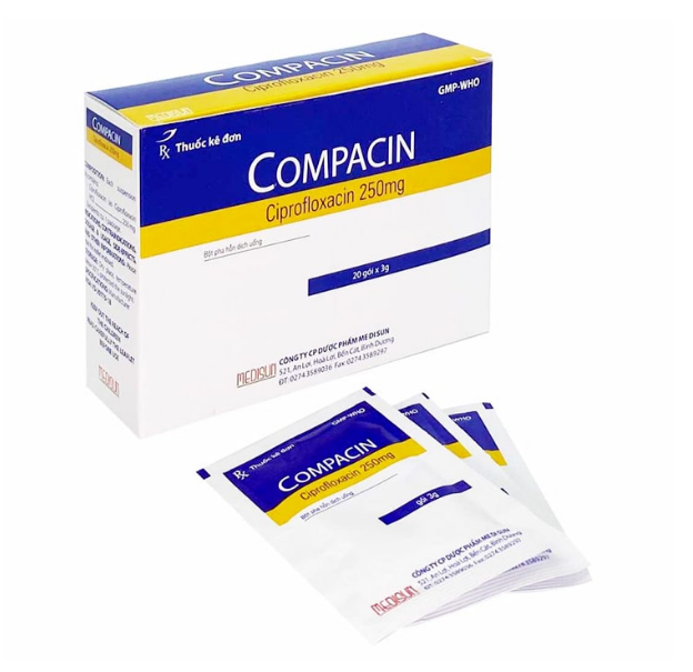 Medisun_COMPACIN_Ciprofloxacin 250MG Hộp 20 gói x 3g