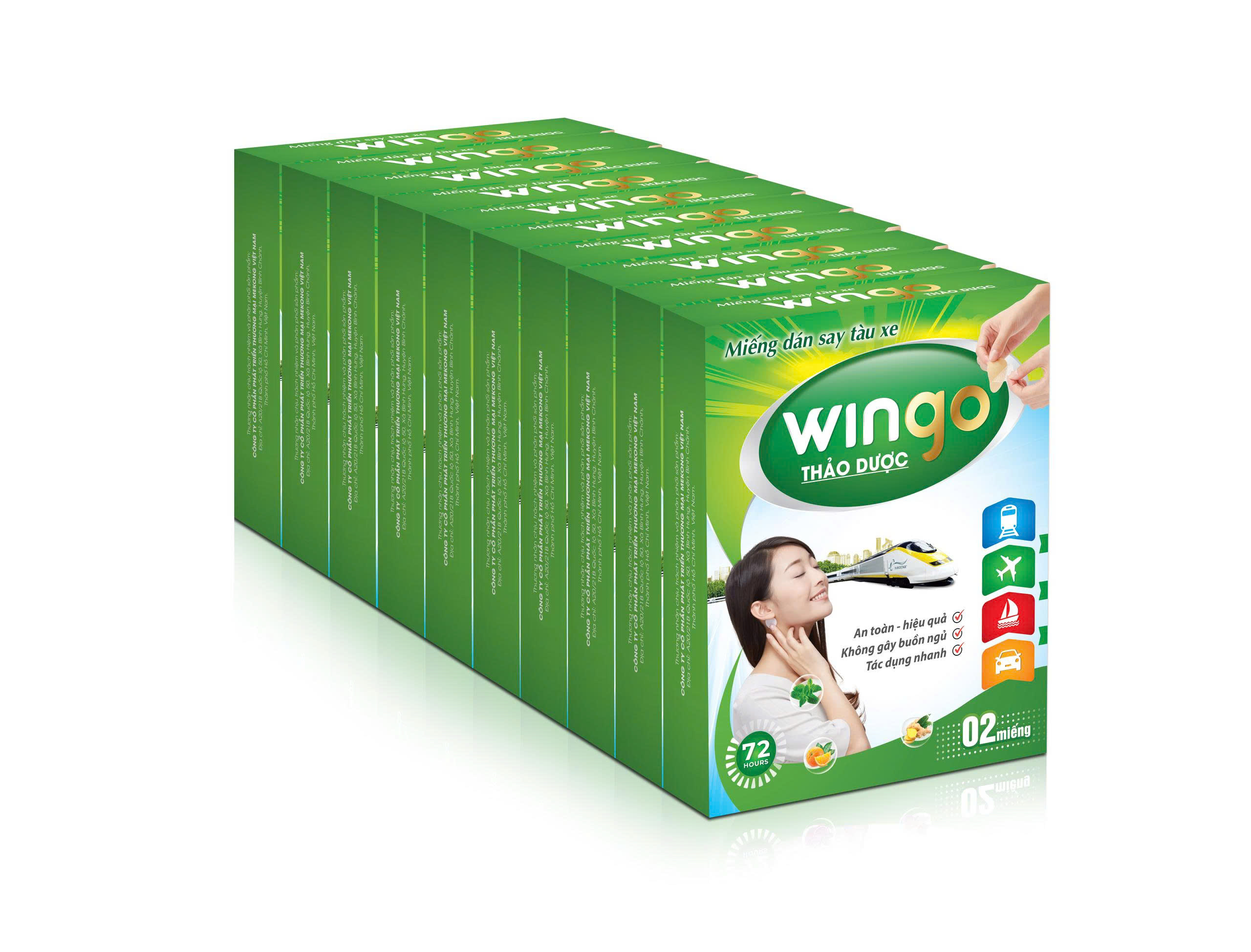 Miếng Dán Say Xe Thảo Dược Wingo Xanh Lá_Lốc 10h x 2 Miếng