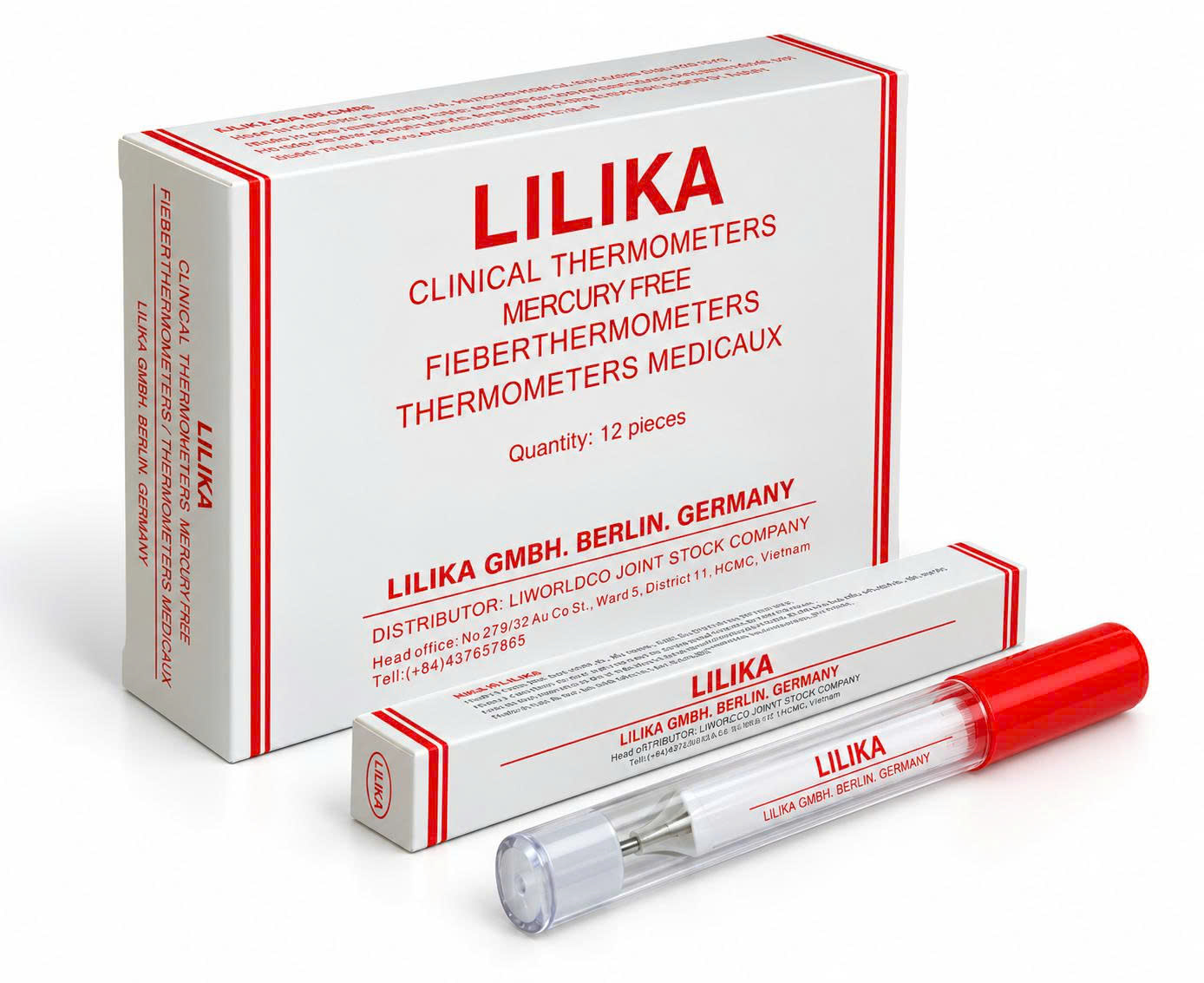 Nhiệt kế thủy ngân lilika Hộp 12 que