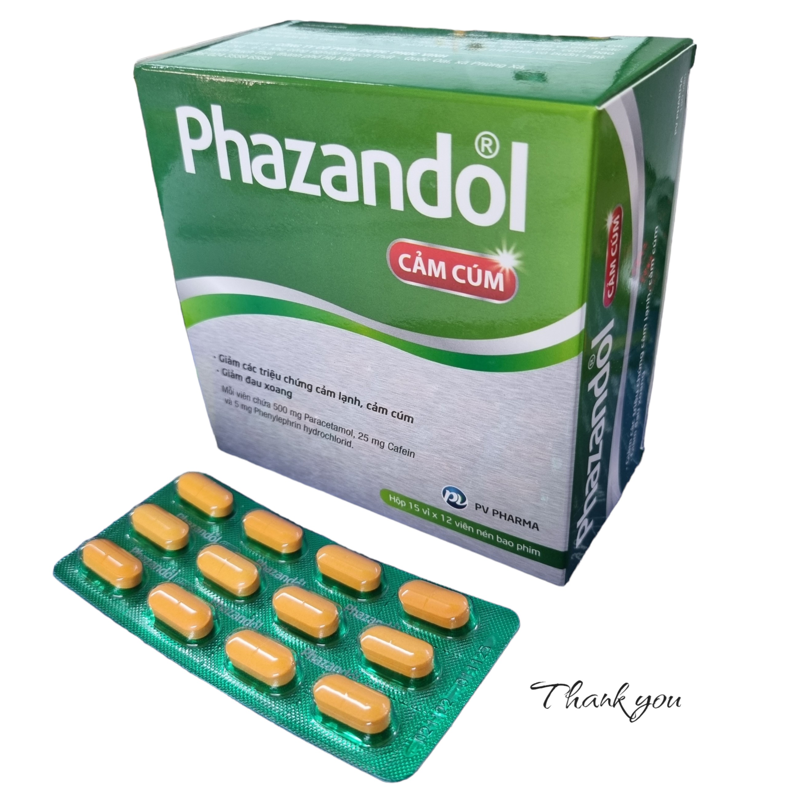 Phúc Vinh_Phazandol cảm cúm Hộp 180v