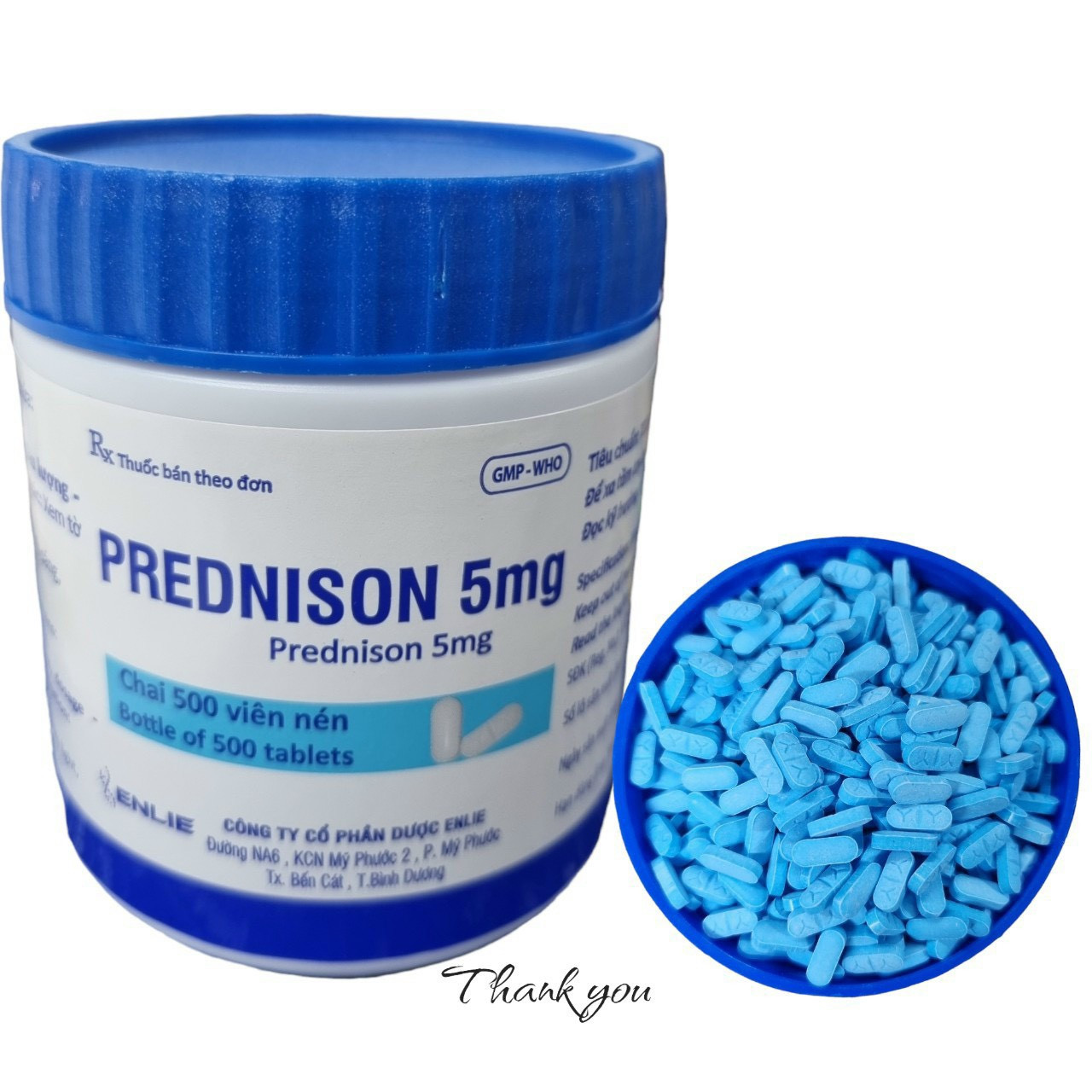 Prednislon 5mg lọ 500 viên - Dược Enlie( màu xanh )(date 29.7.24) 10 tặng 2
