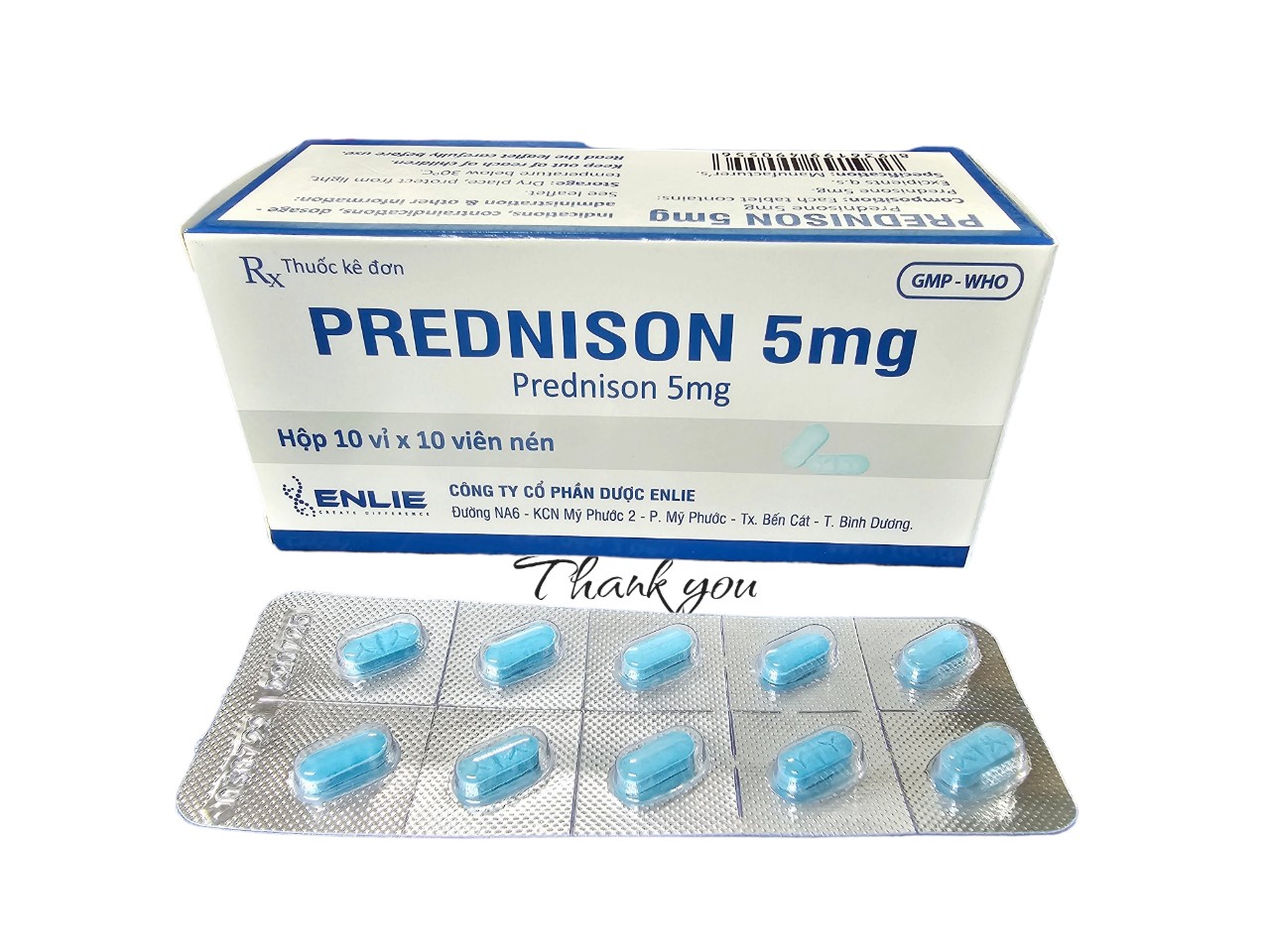 PREDNISON 5MG - Hộp 100v - Màu Xanh - Dược Bình Dương