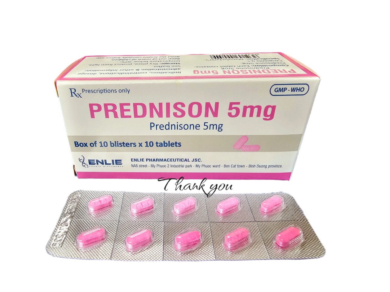 PREDNISON 5MG - Hộp 100v - Màu Hồng - Dược Bình Dương