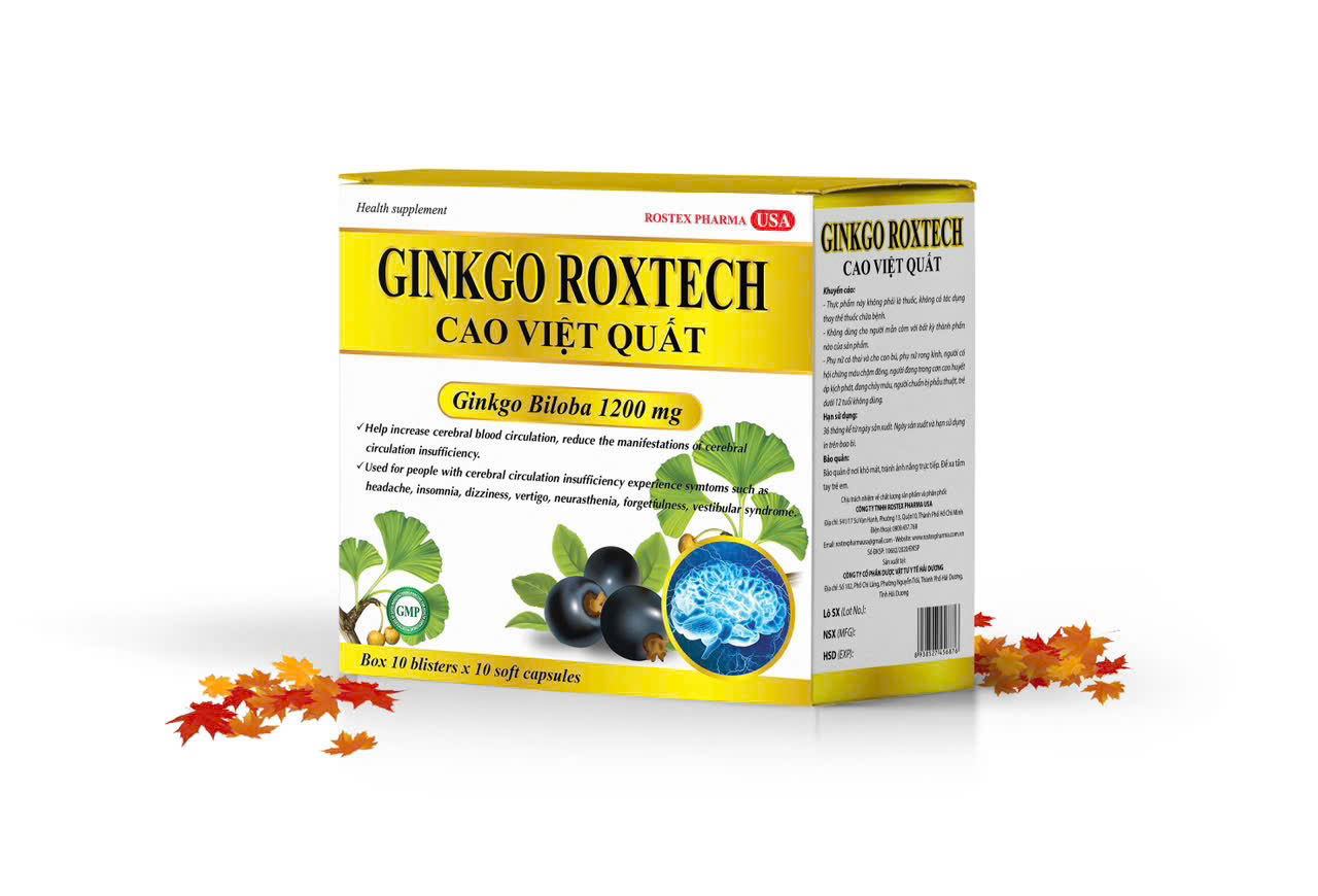 Rostex_GINKGO ROXTECH CAO VIỆT QUẤT 1200mg (Vàng)_H100v Mua 10 tặng 1