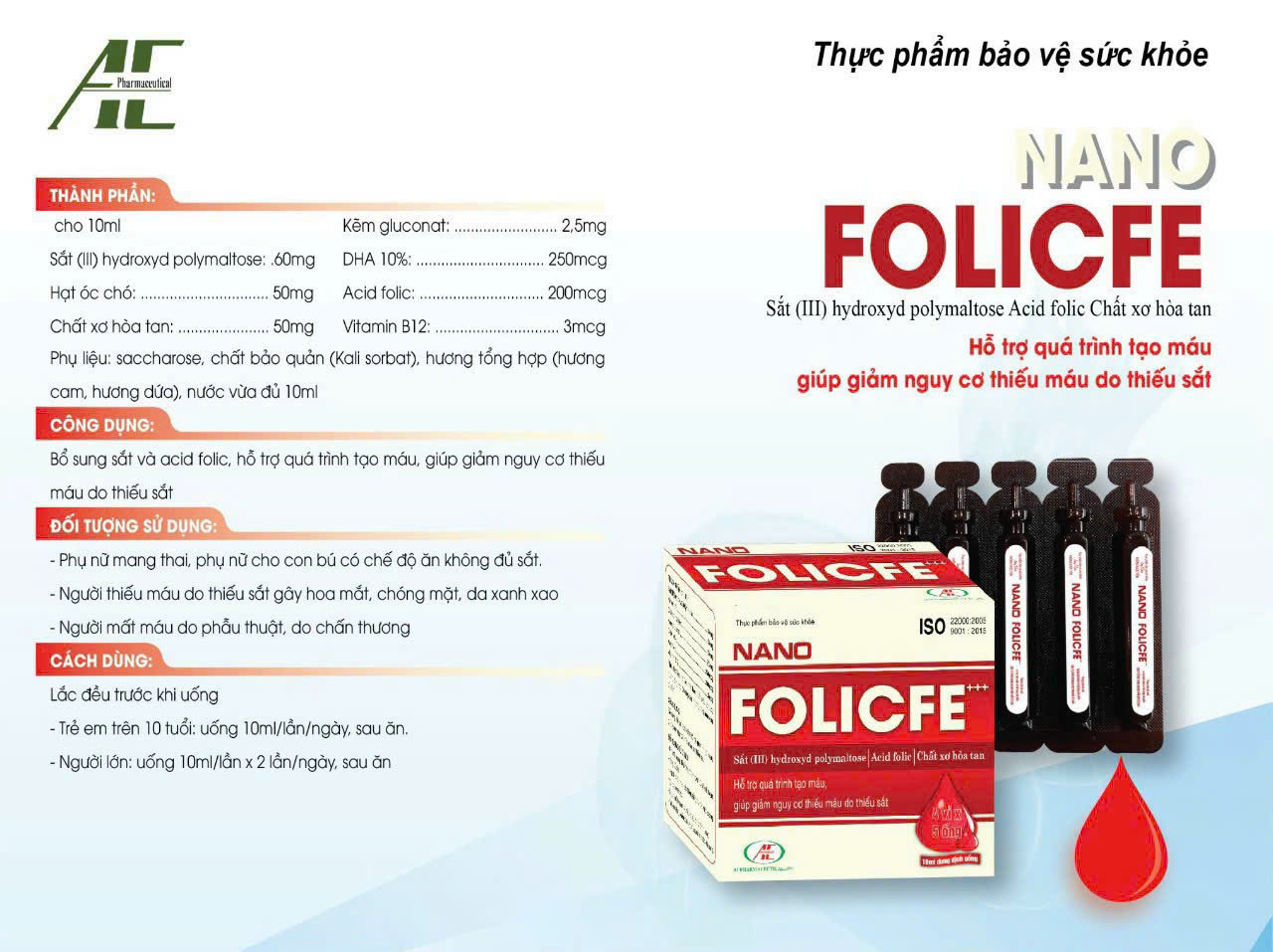 Sắt ống Nano Folicfe_H/20 Ống_K84