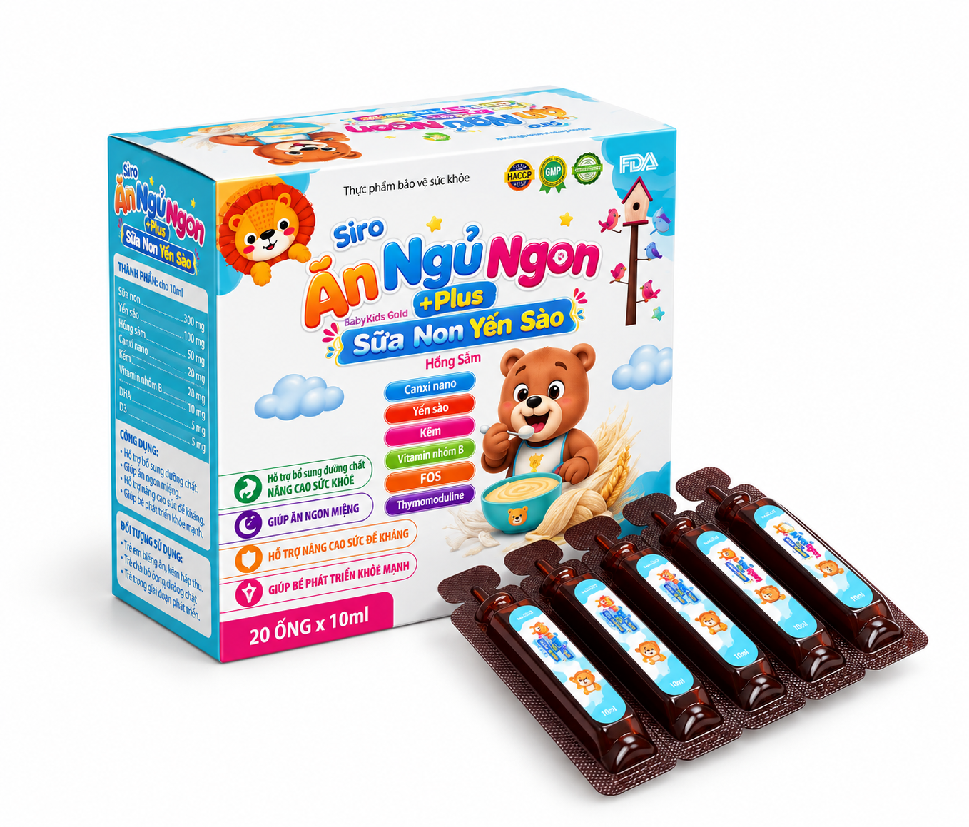  Siro Ăn Ngủ Ngon BabyKids Plus Sữa Non Yến Sào_H/20/10ml_K48
